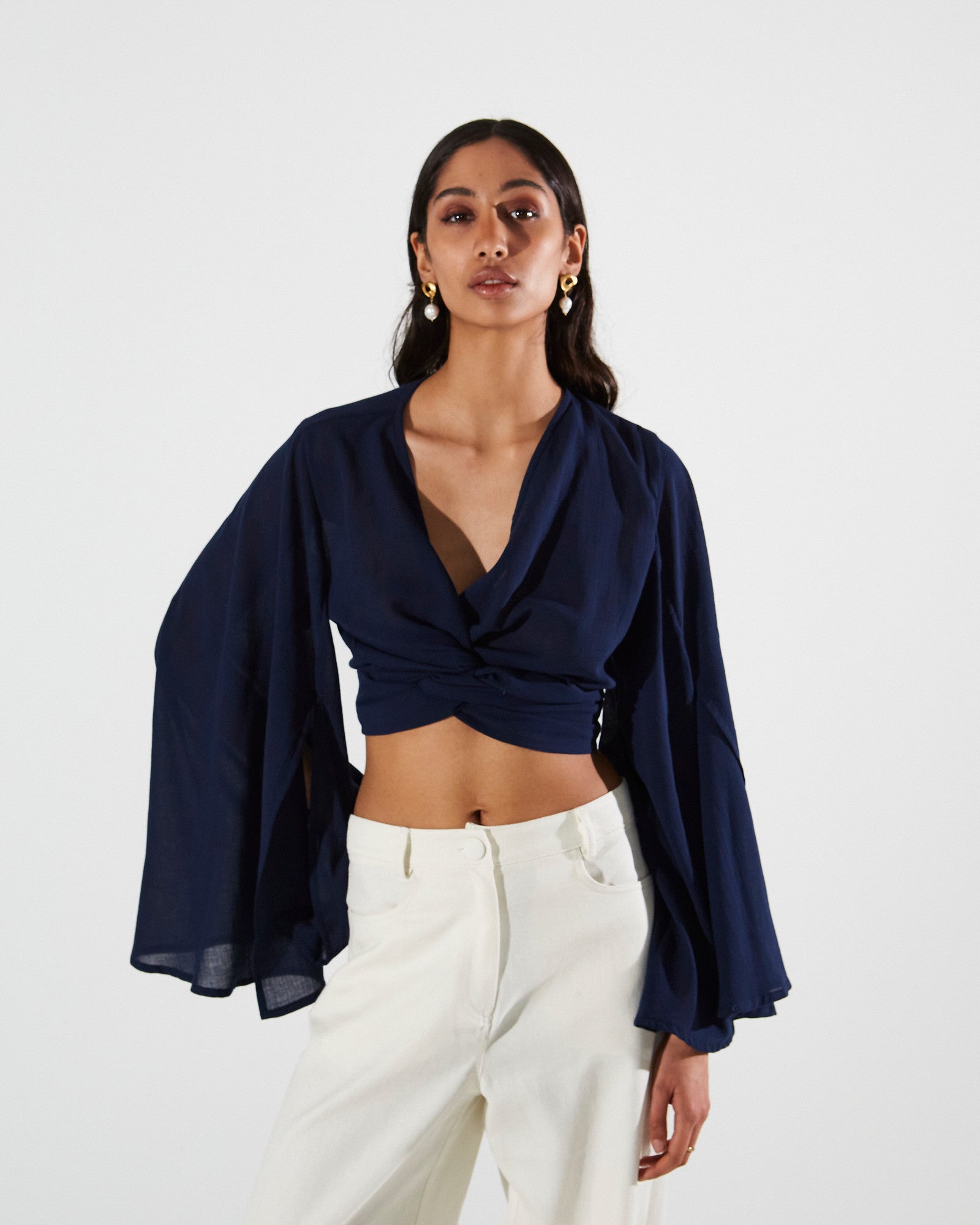 Isabella kimono sleeve blue top