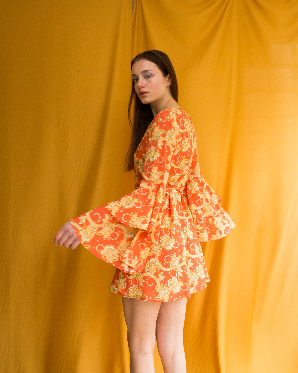 Carol ruffled sleeve mini dress