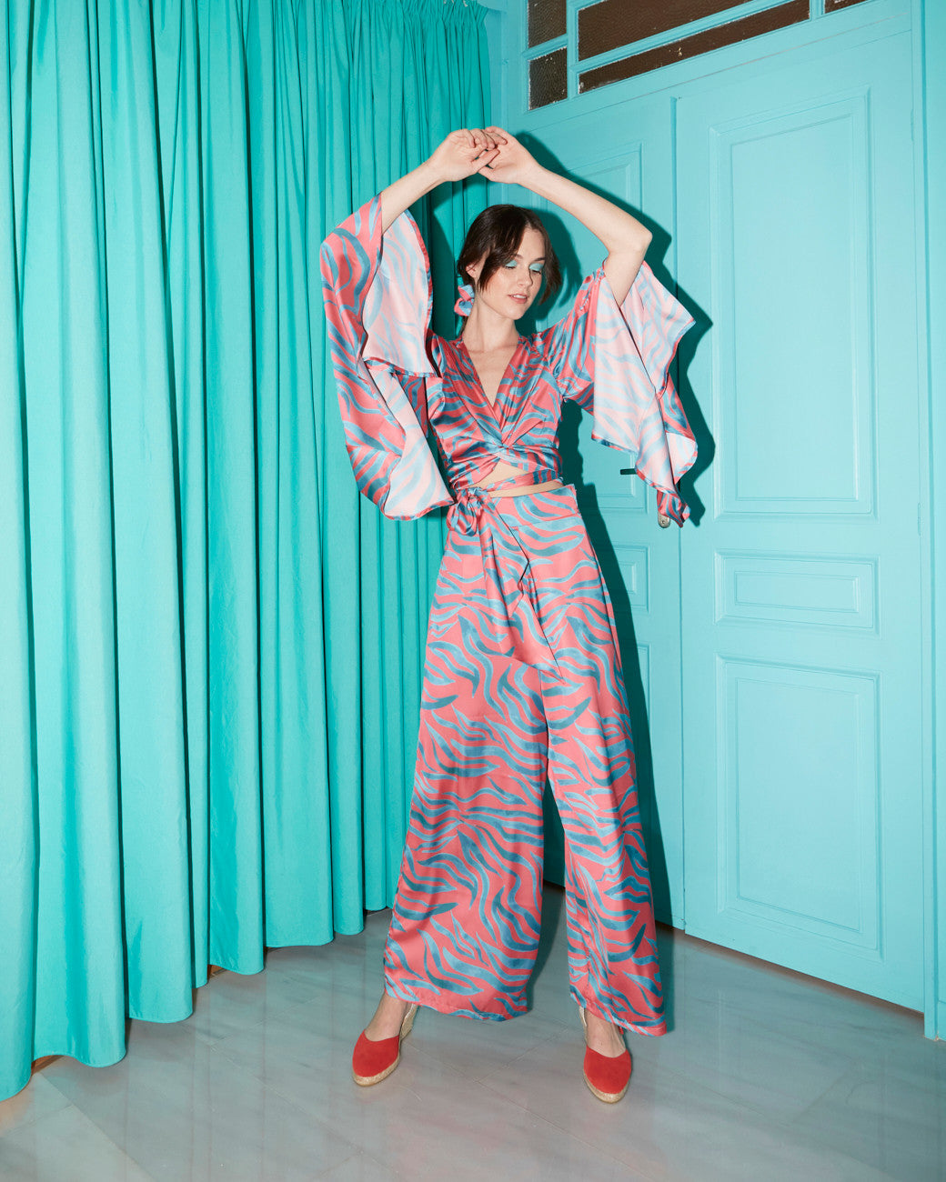 Ruby satin printed pants