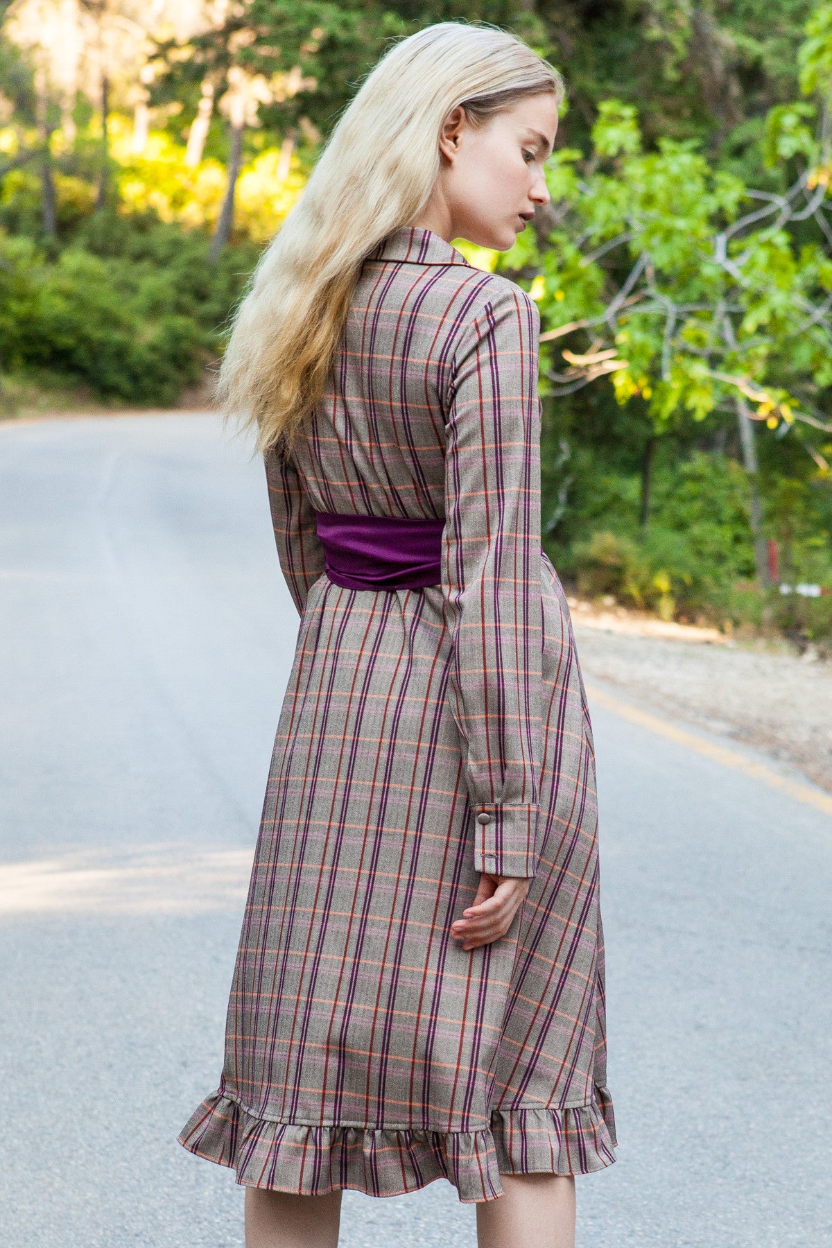 Doris ruffled plaid dress
