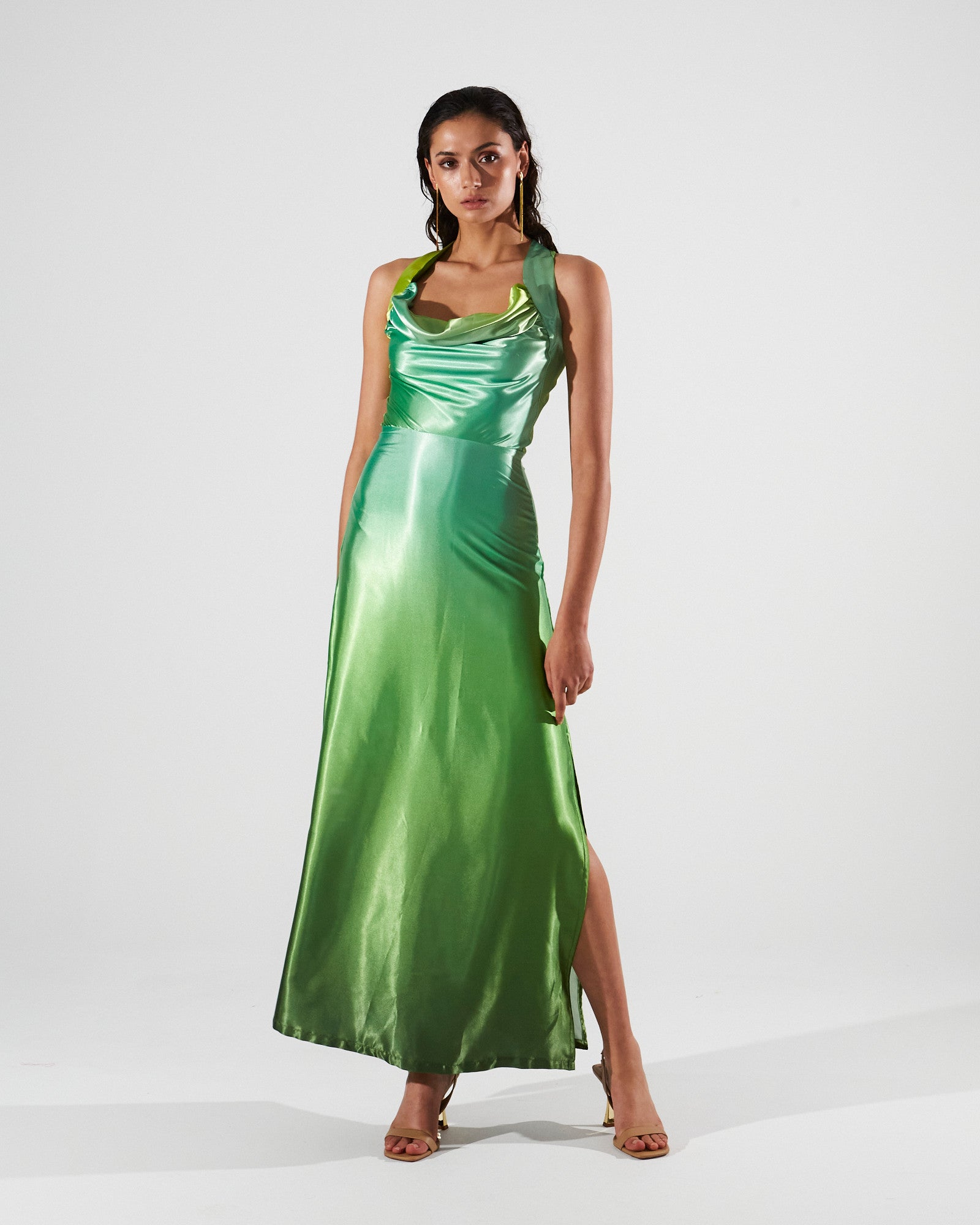 Jolene draped gradient green dress
