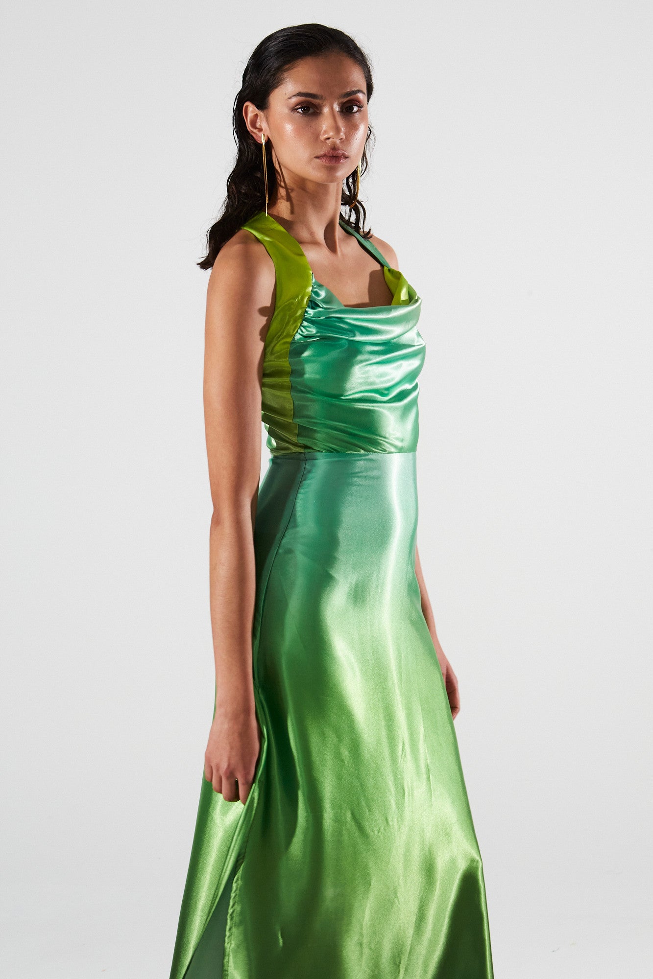 Jolene draped gradient green dress