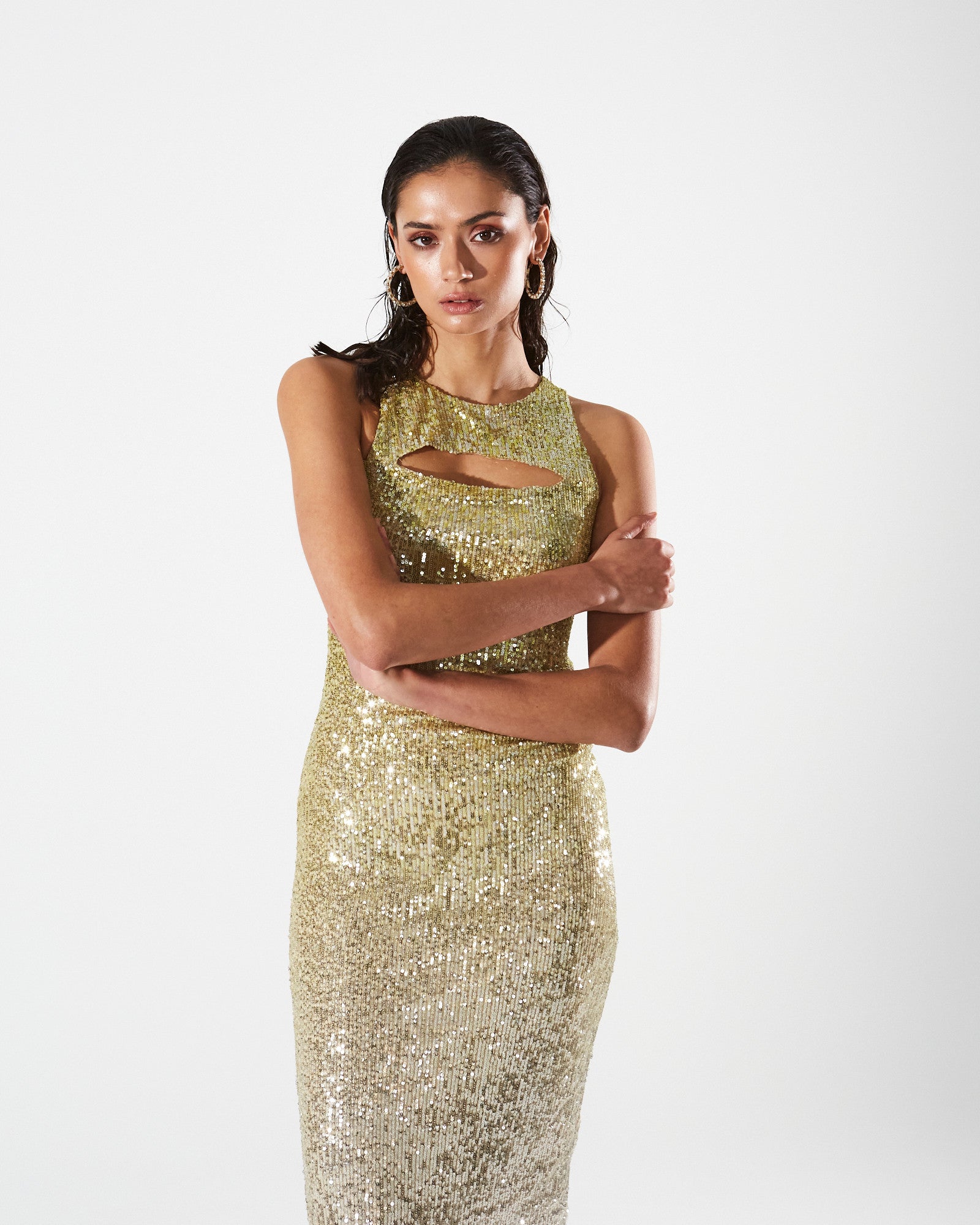 Sienna open chest sequin dress