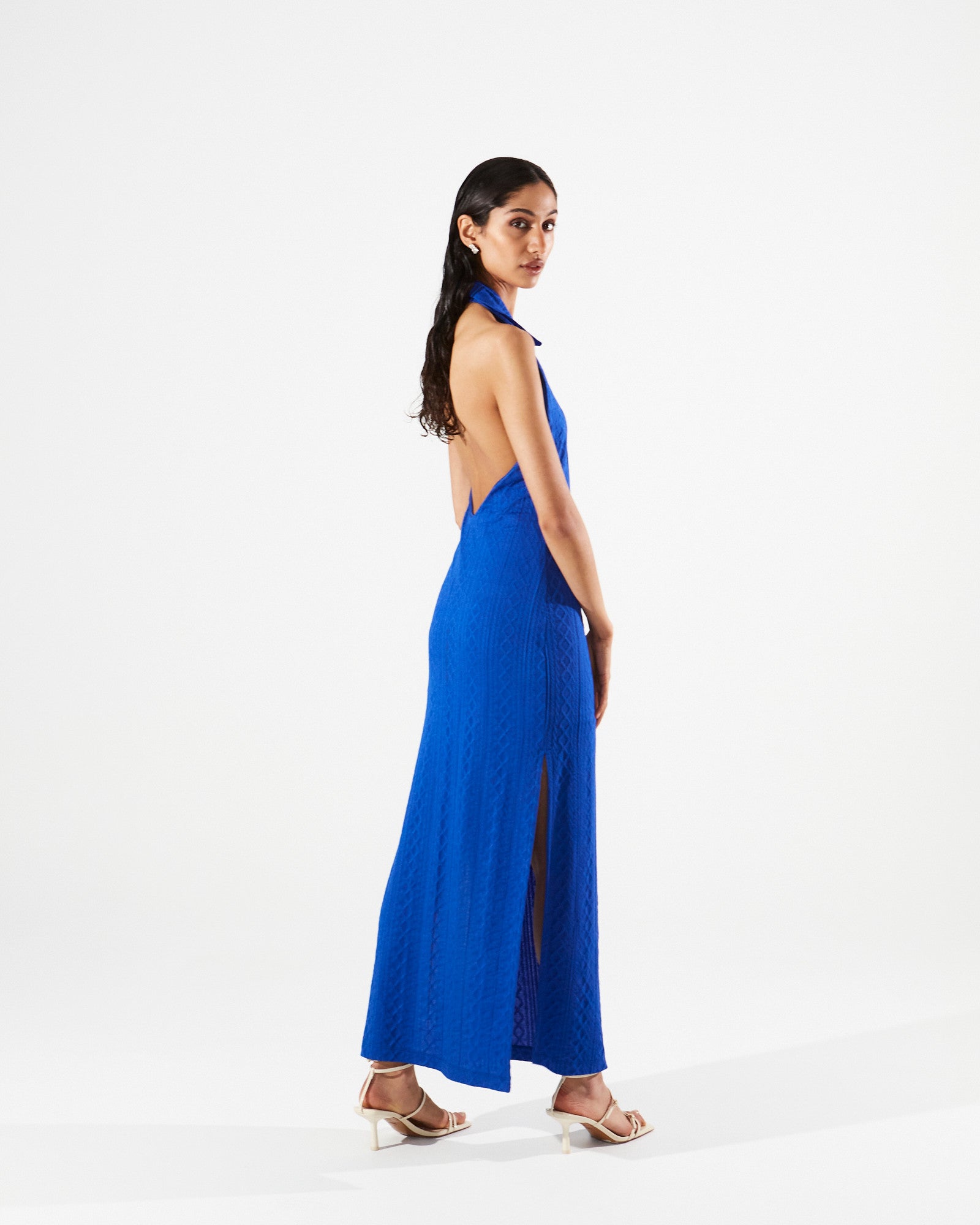 Eloise knitted collar blue dress
