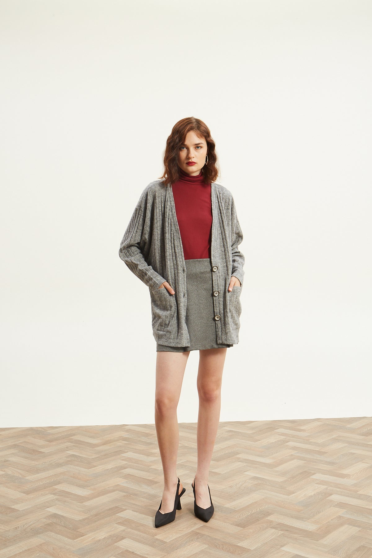 Celia knitted grey cardigan