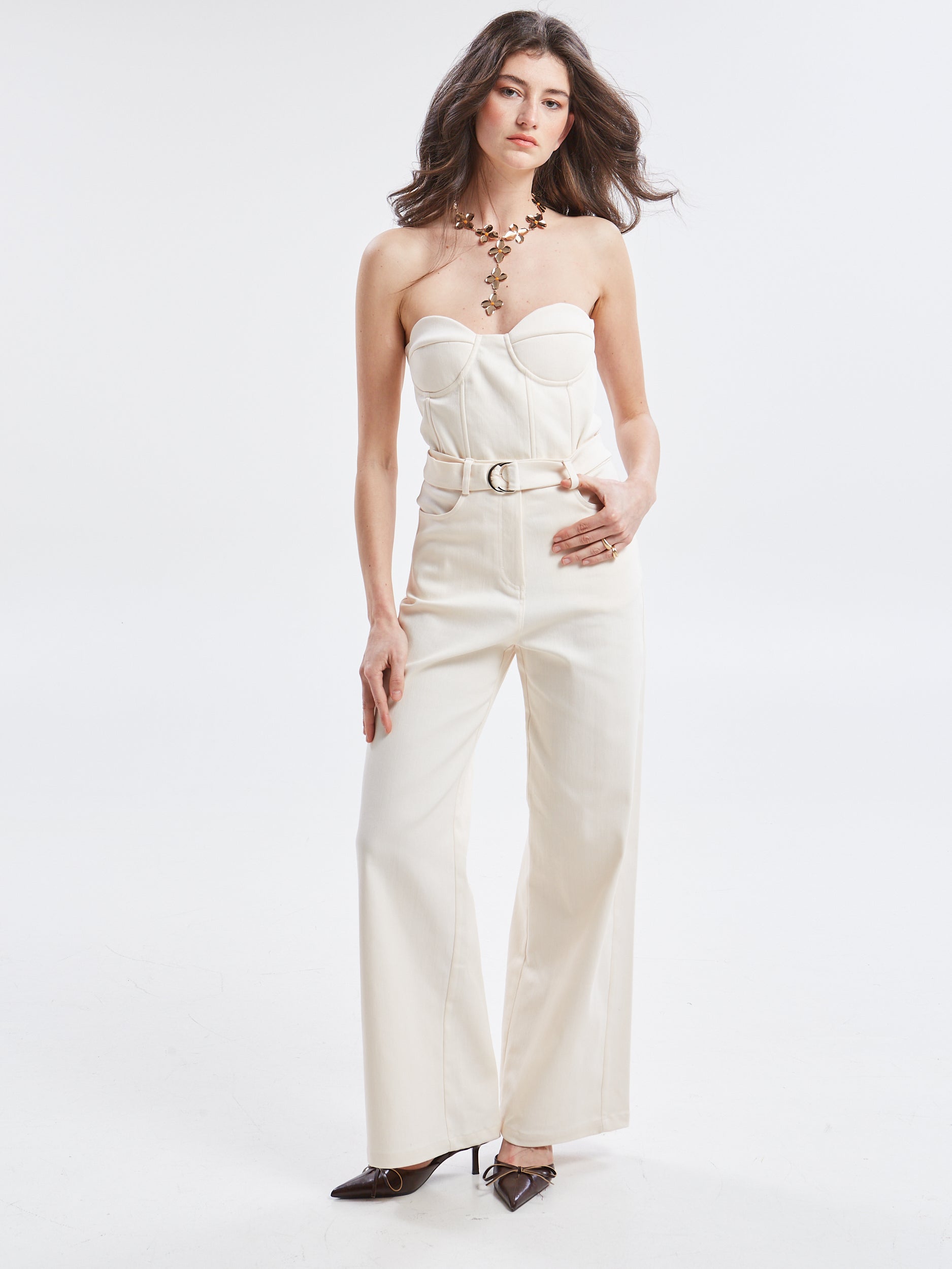 Nayra denim ecru pants