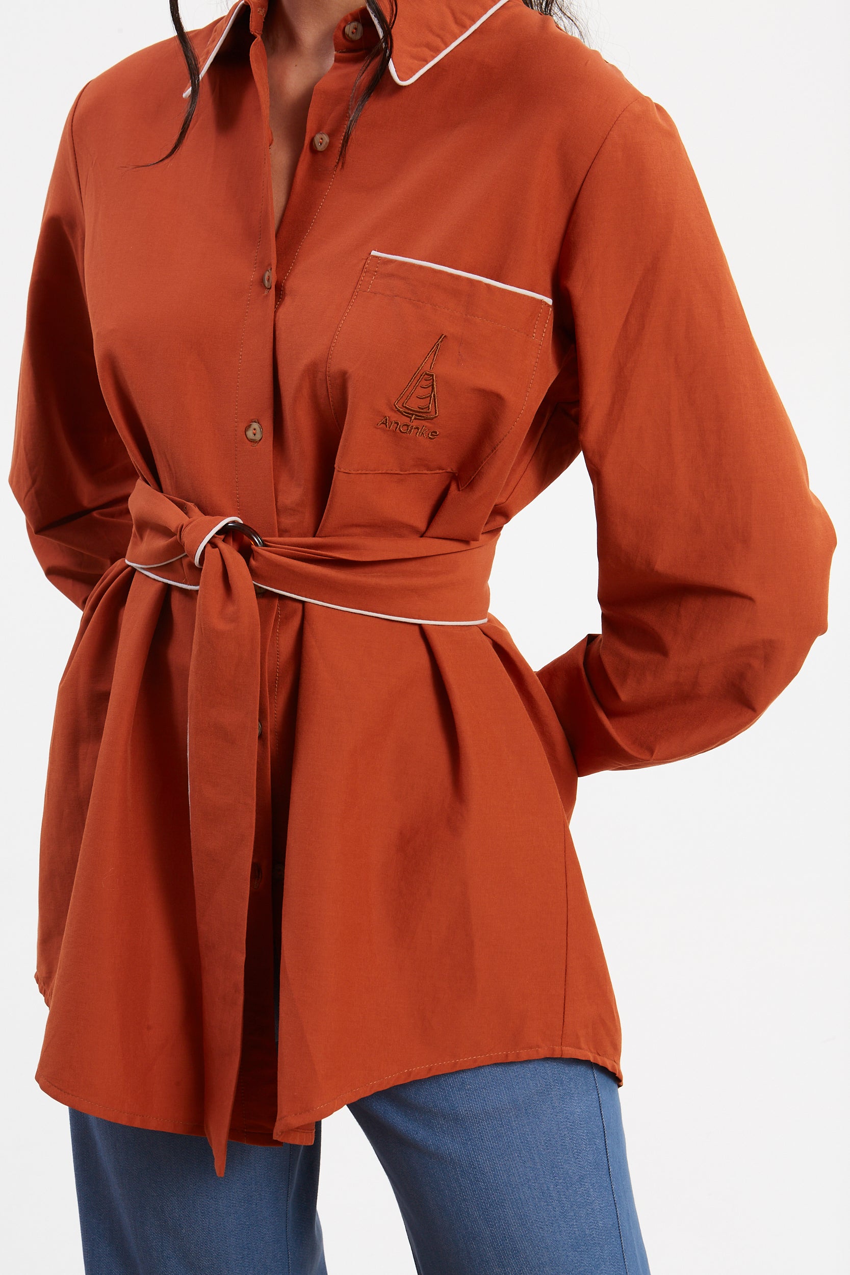 Ellen poplin rust shirt