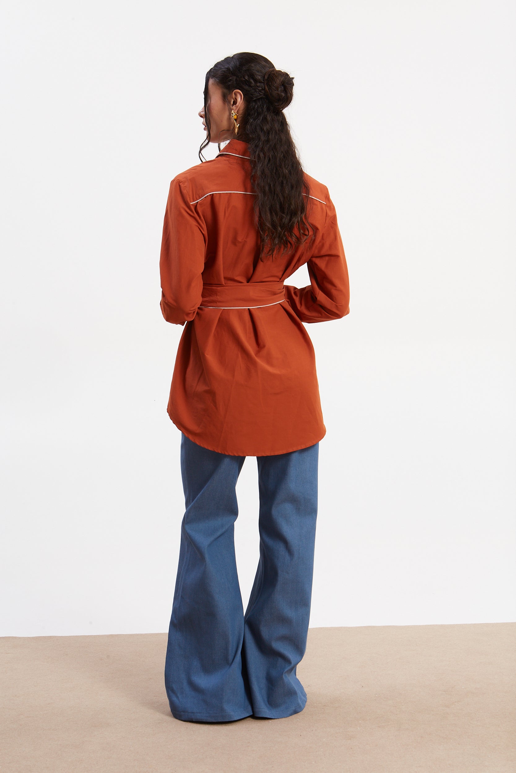 Ellen poplin rust shirt
