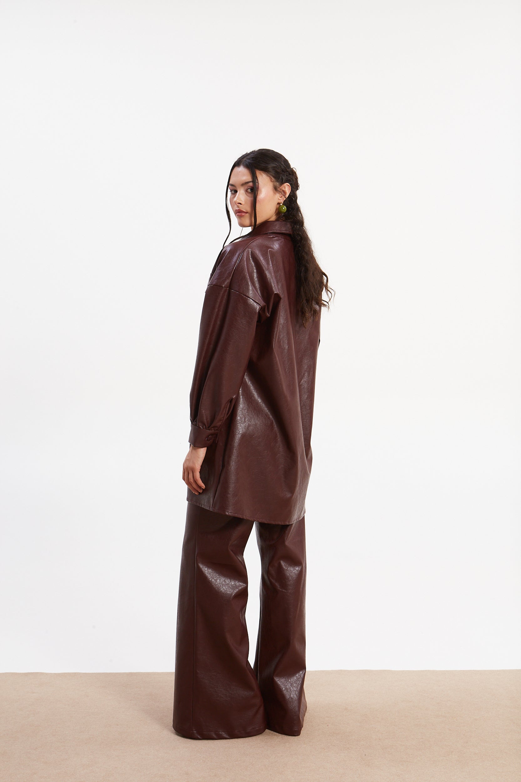 Sarah eco leather flare pants