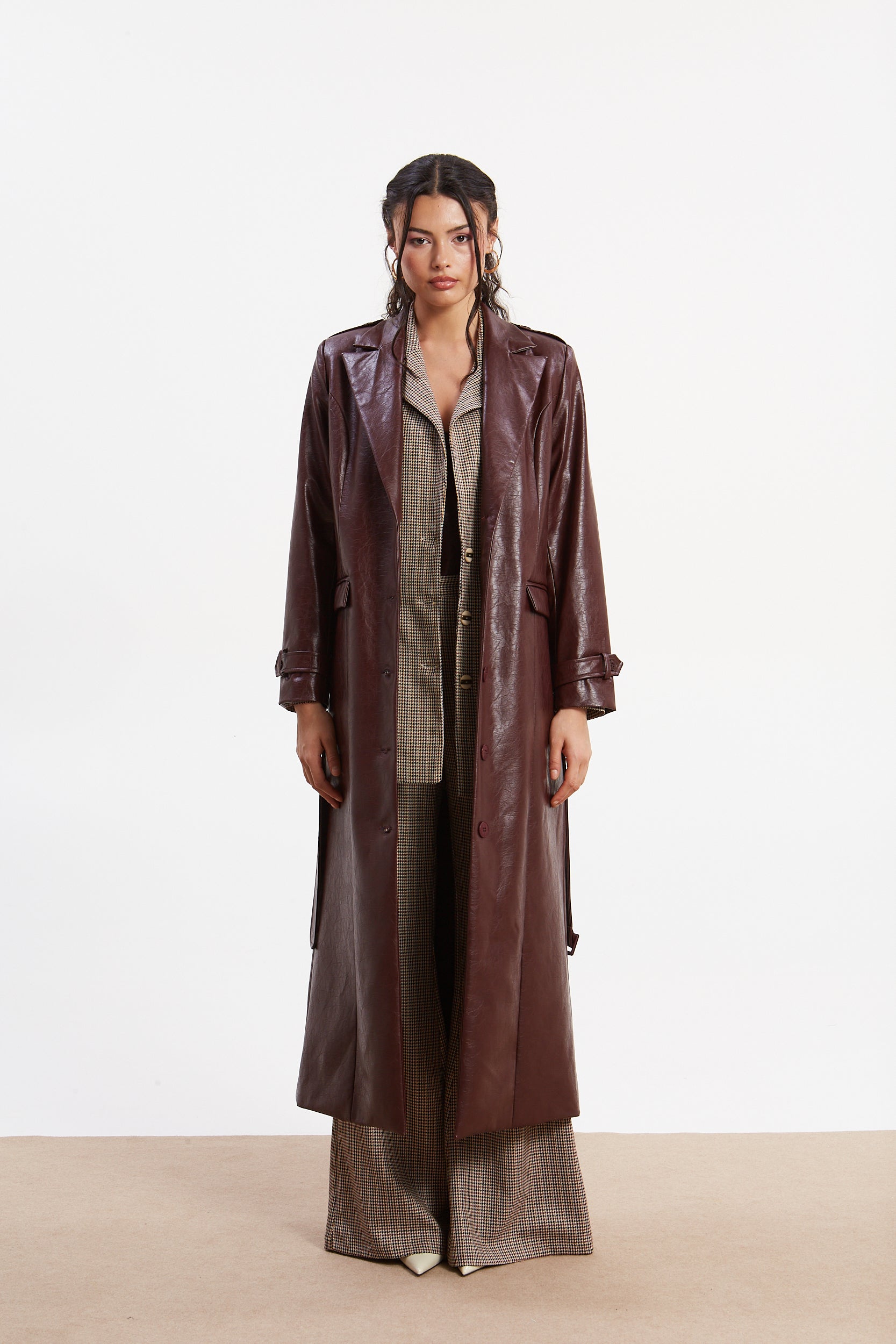 Sarah eco leather trench coat