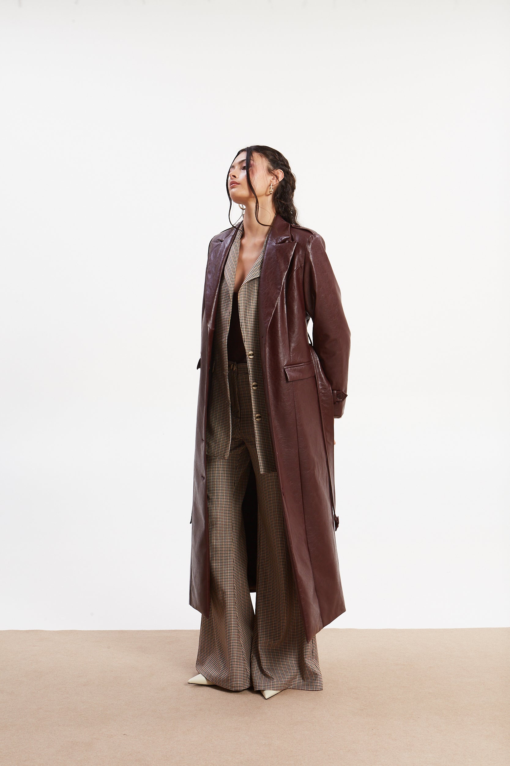 Sarah eco leather trench coat