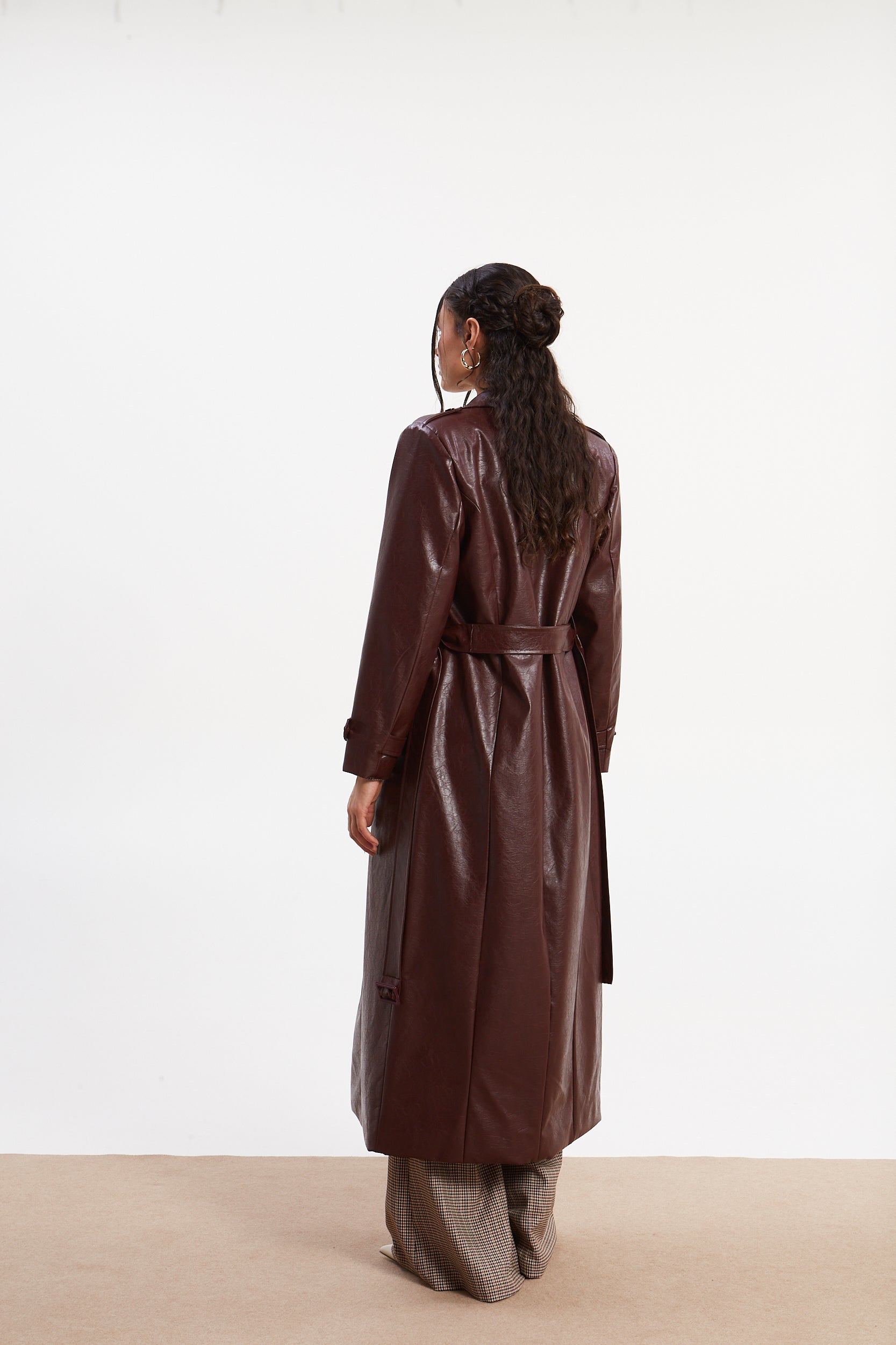 Sarah eco leather trench coat