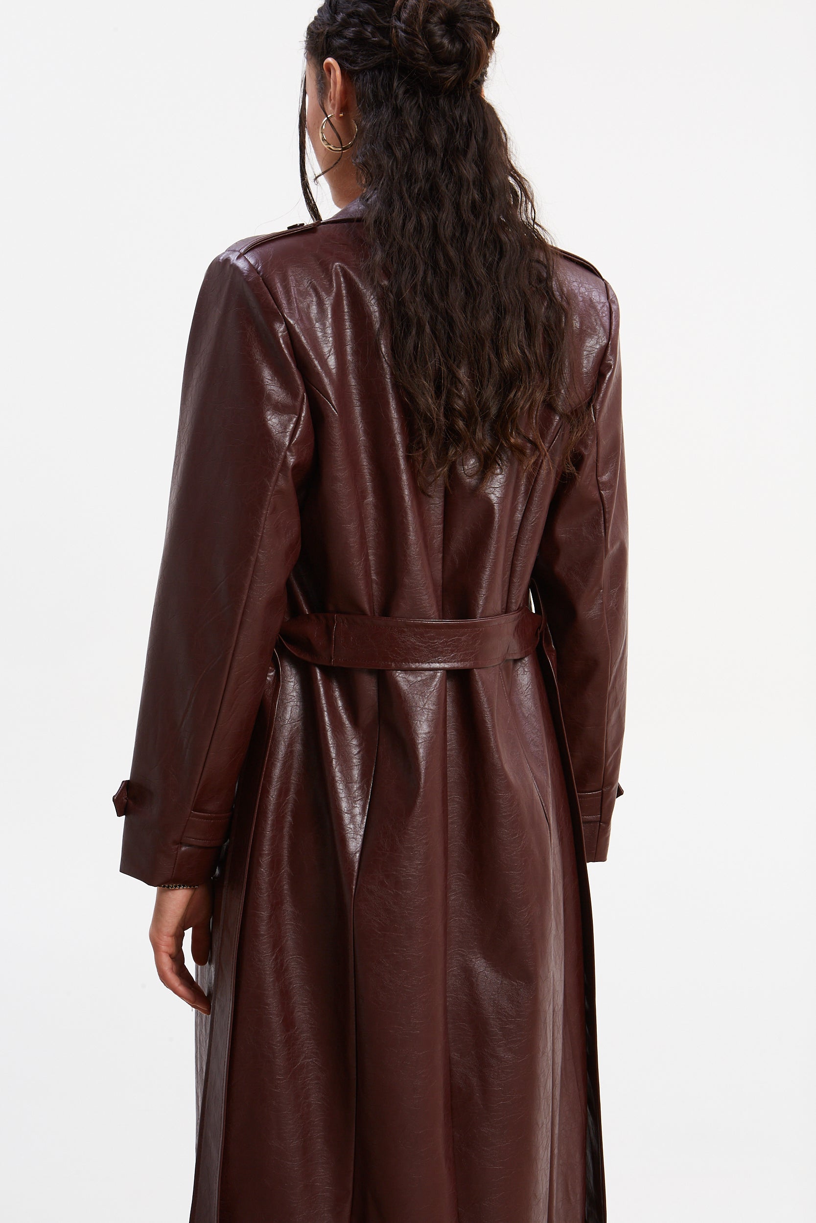 Sarah eco leather trench coat