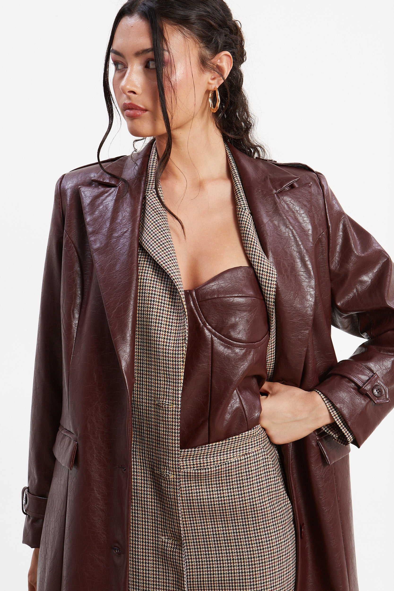 Sarah eco leather trench coat