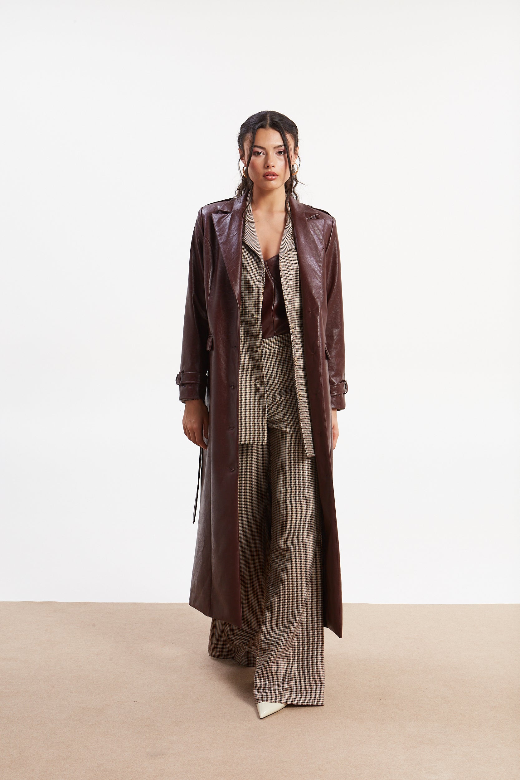 Sarah eco leather trench coat