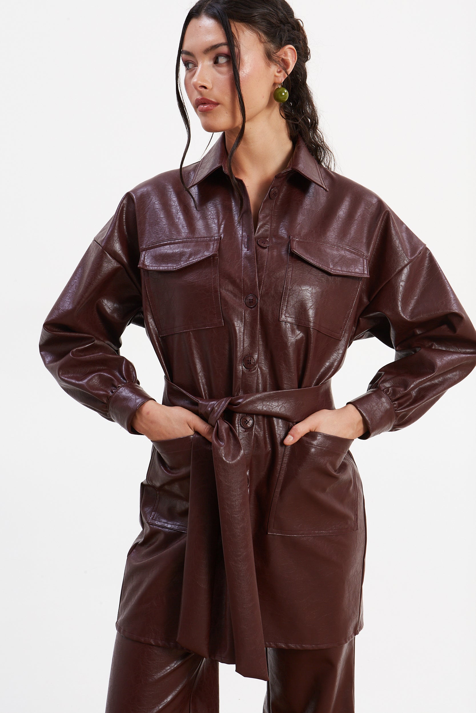 Sarah eco leather overshirt