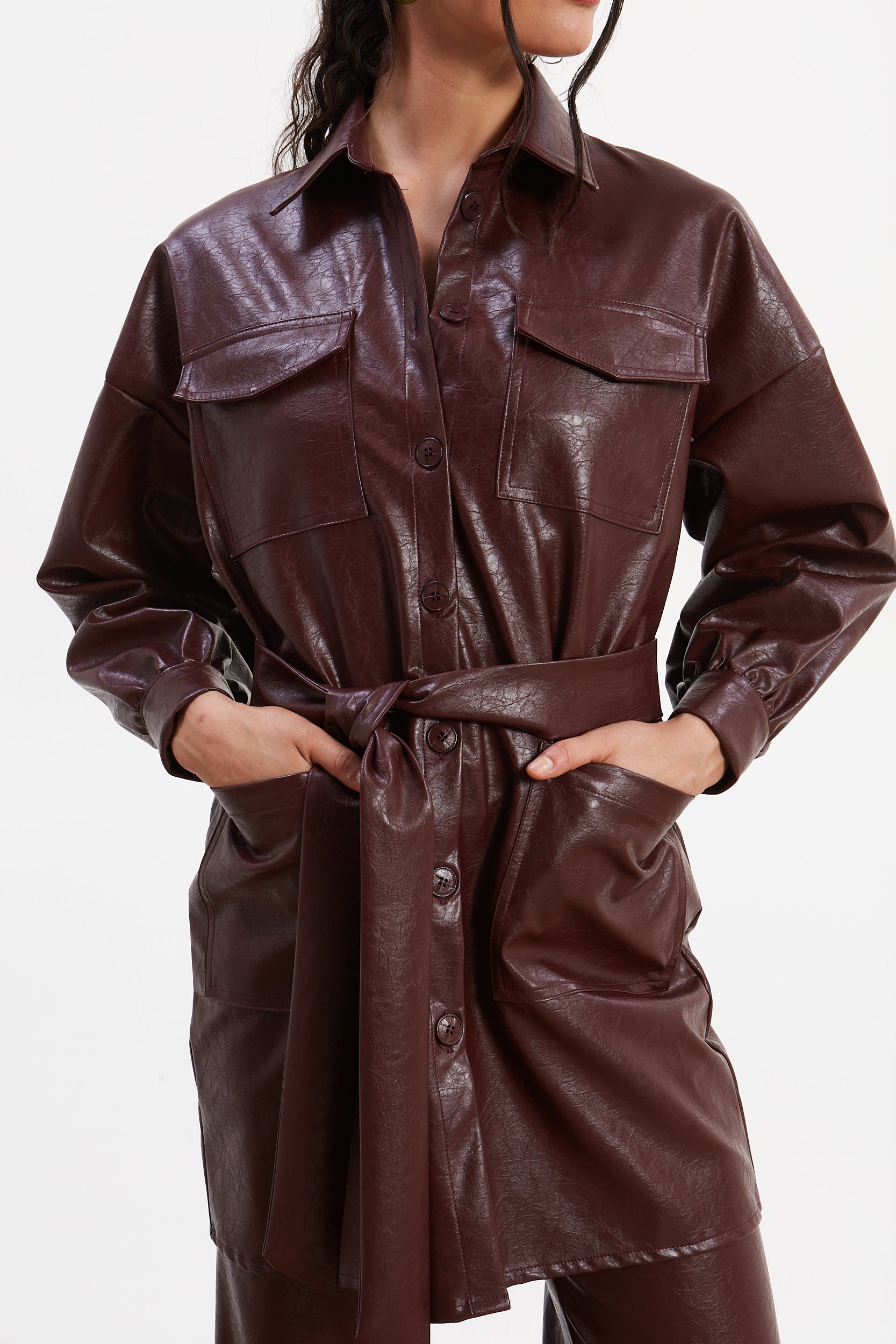 Sarah eco leather overshirt
