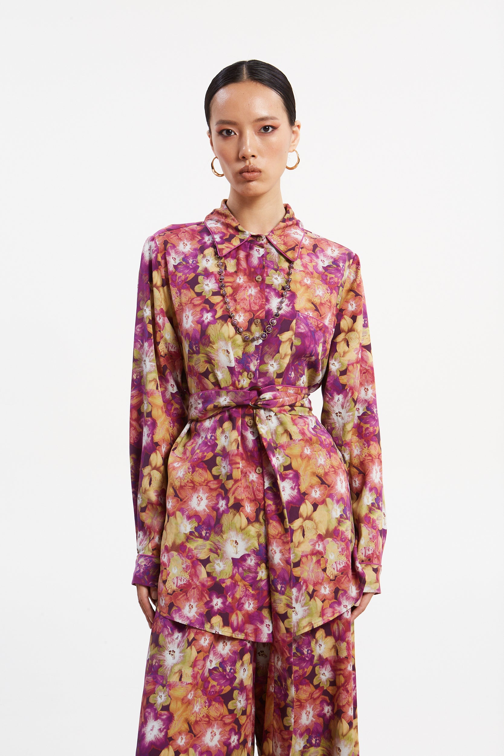 Jade tencel printed shirt
