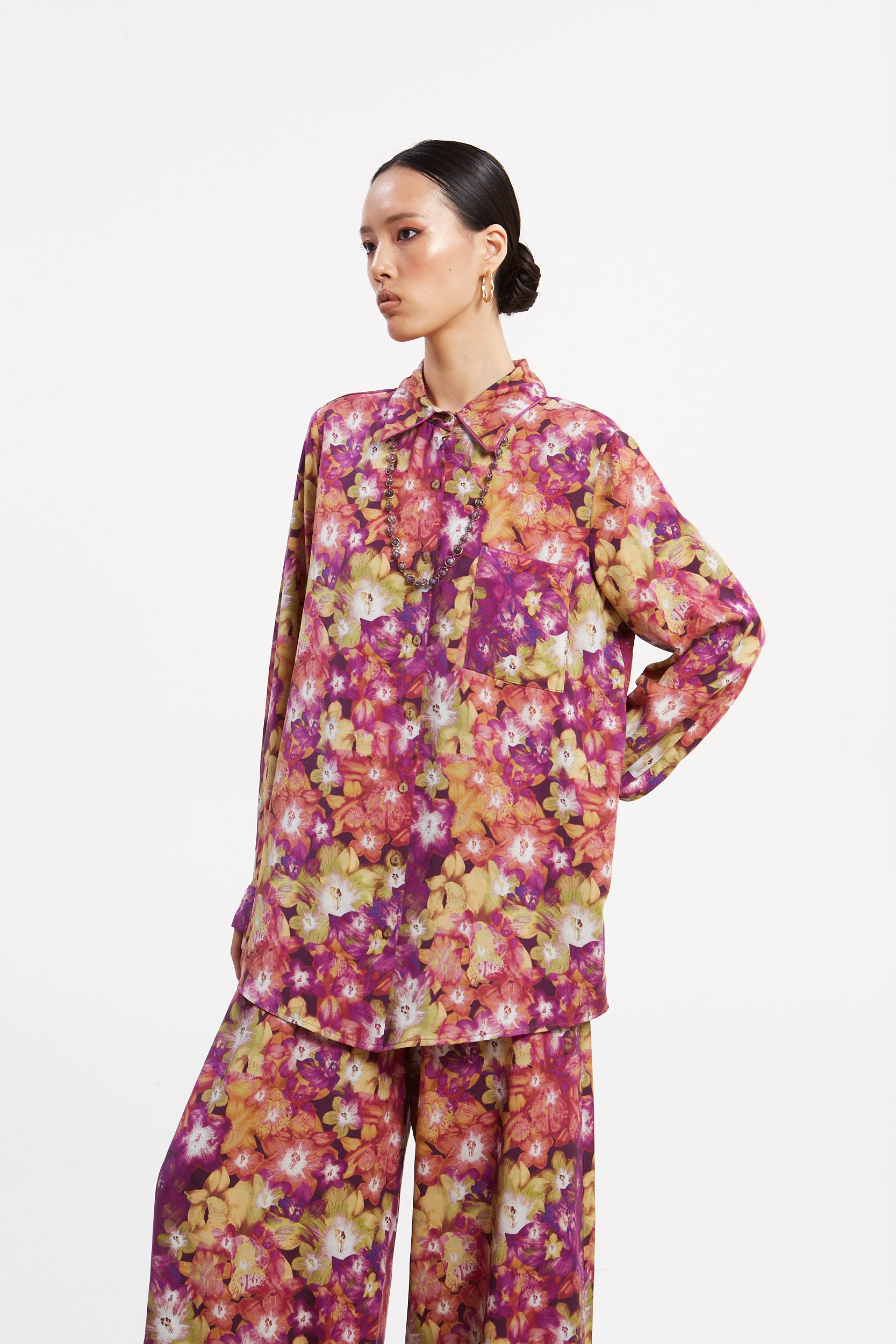Jade tencel printed shirt