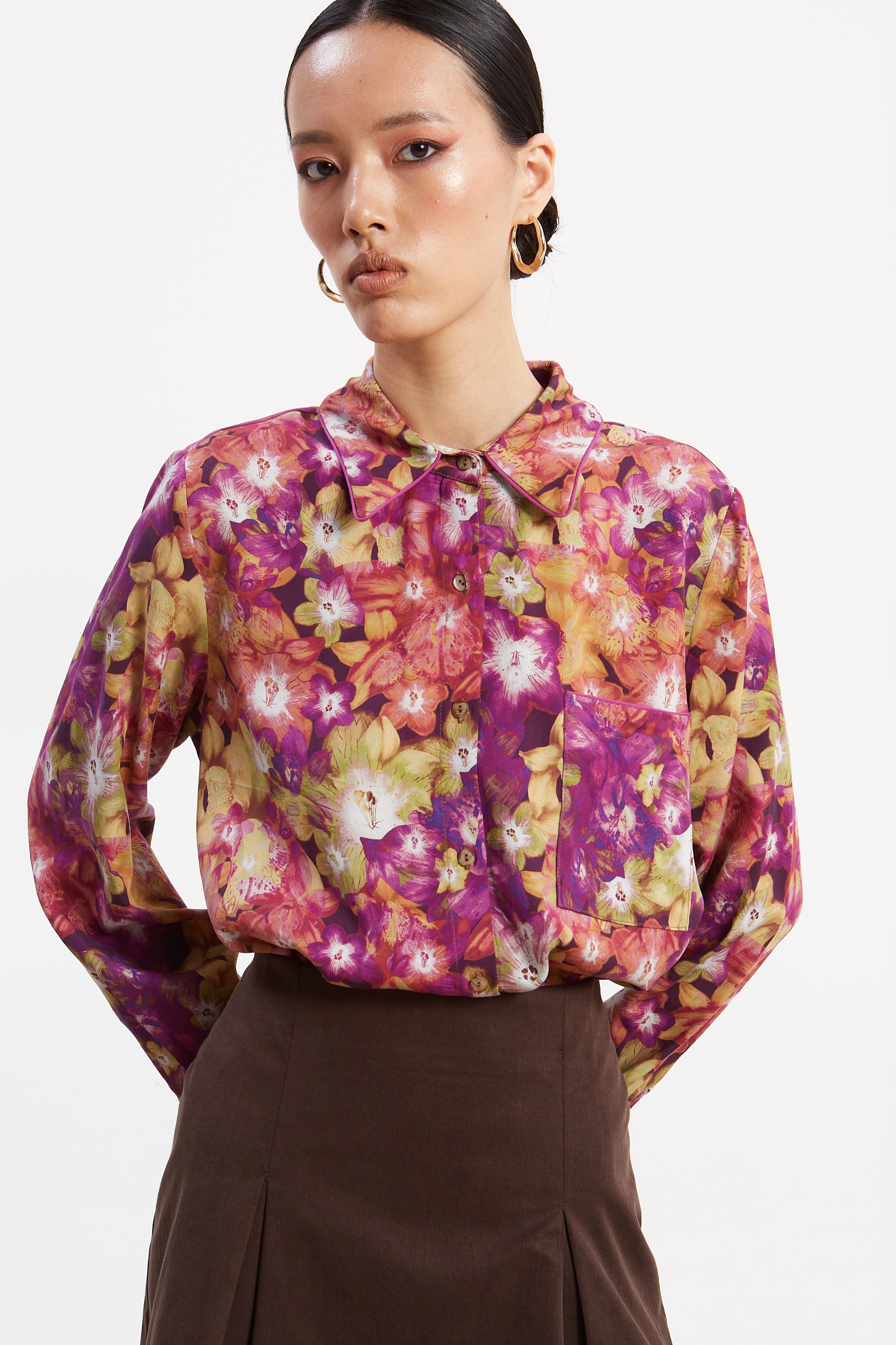 Jade tencel printed shirt