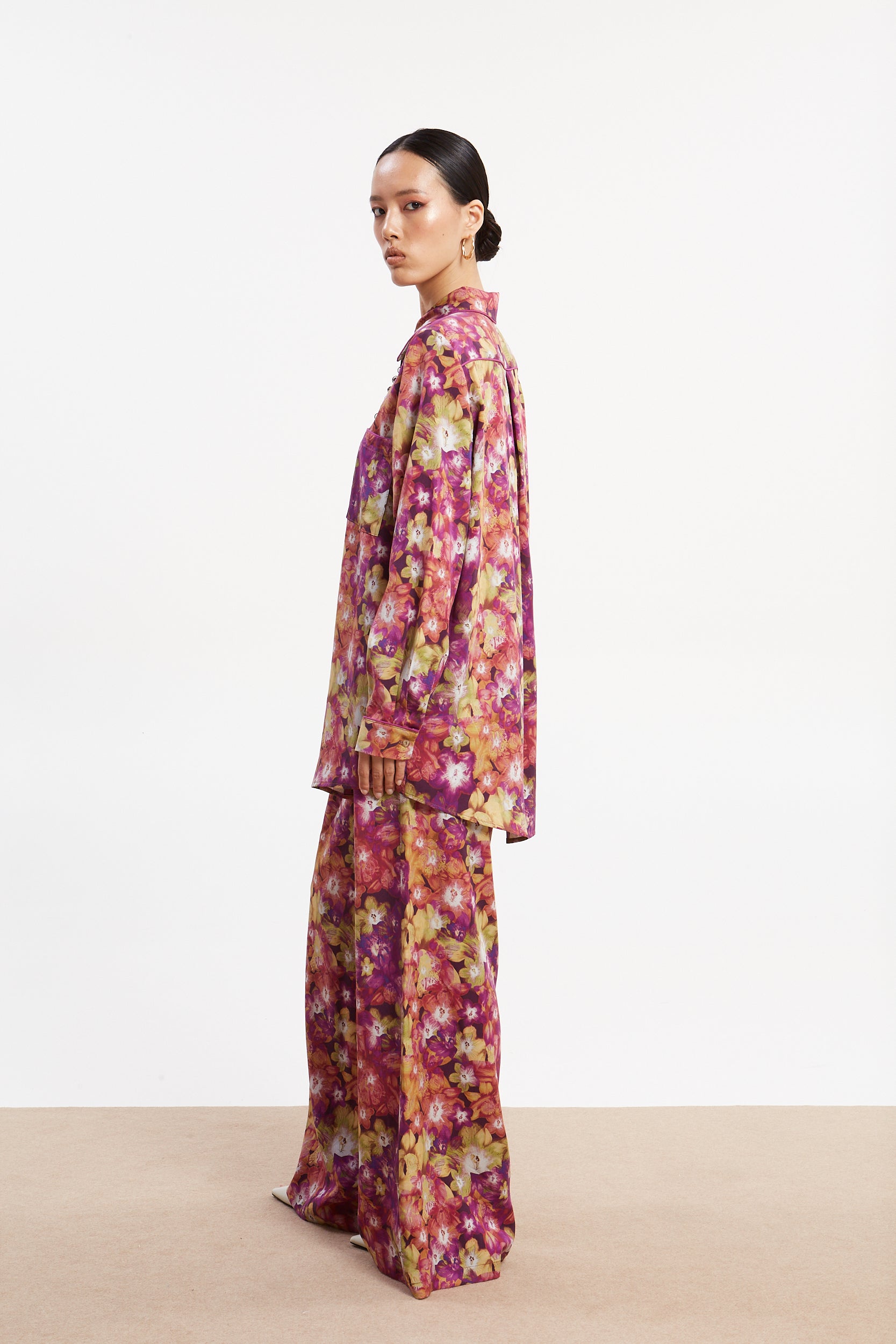 Jade tencel printed pants