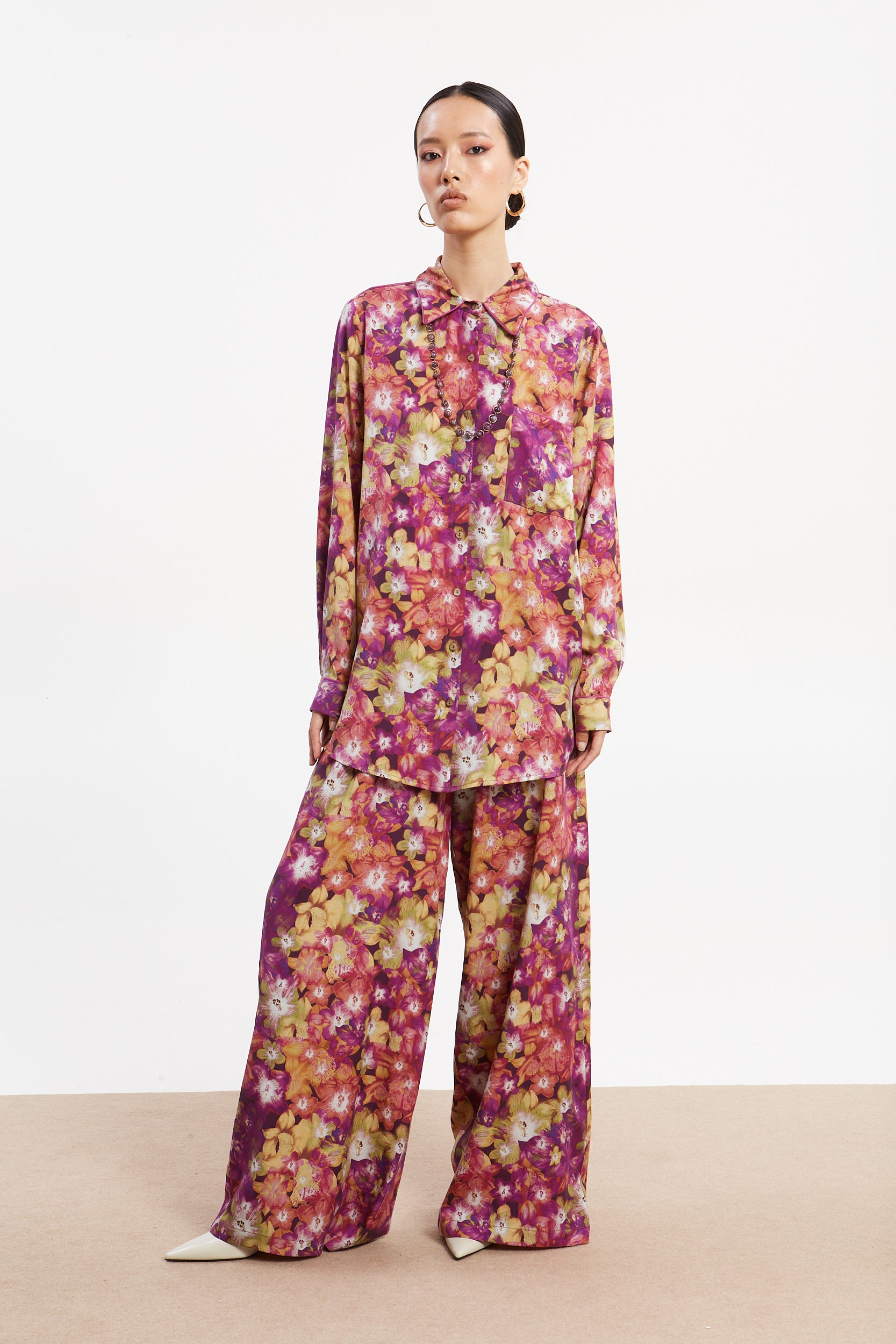 Jade tencel printed pants