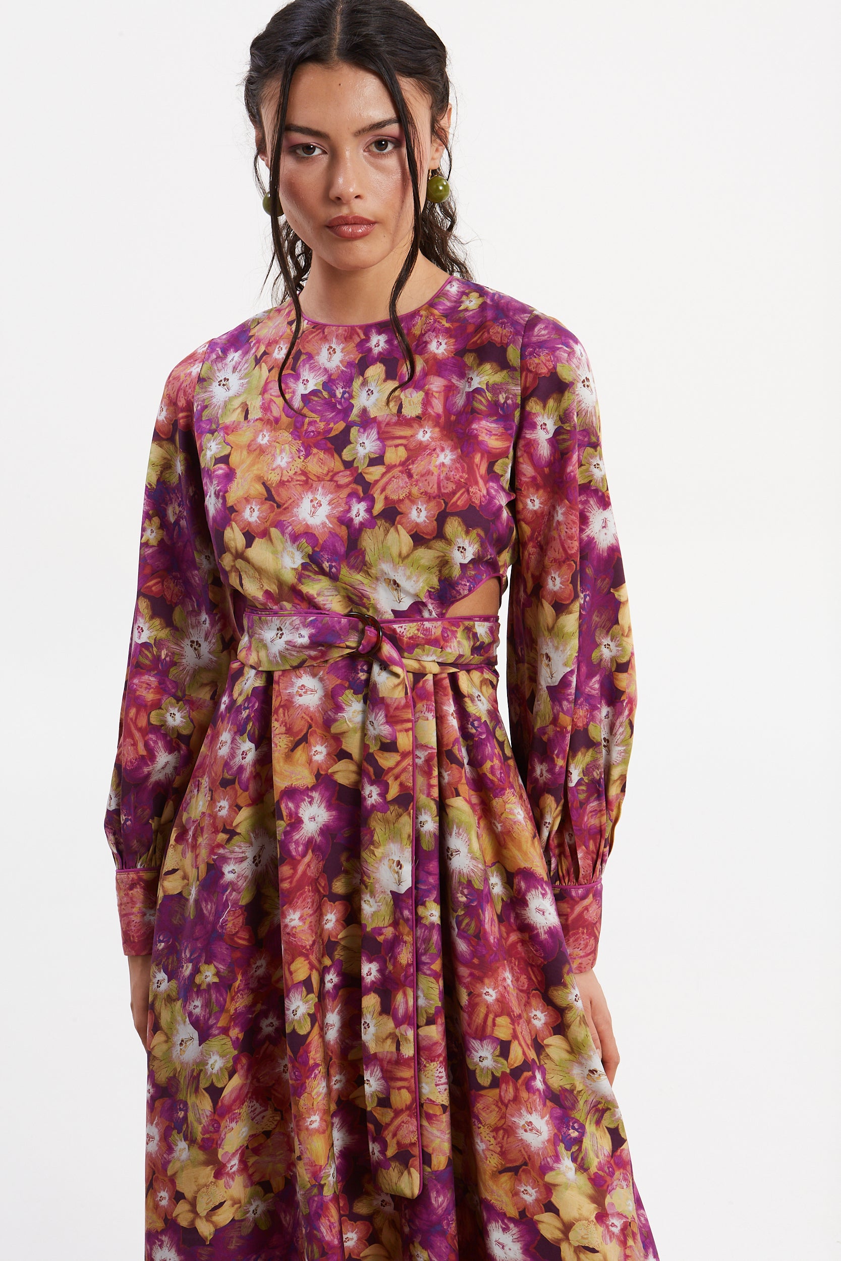 Jade tencel cut out dress