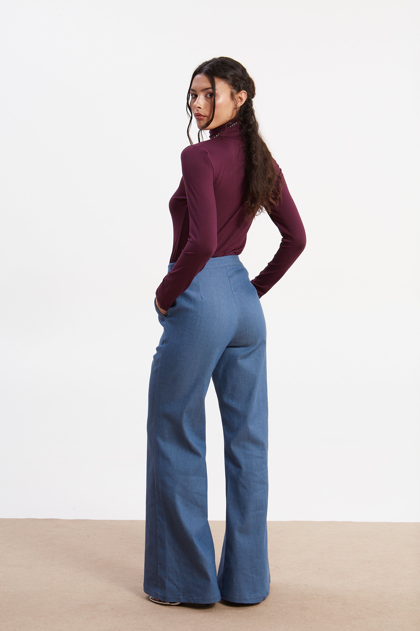 Zora denim flare pants