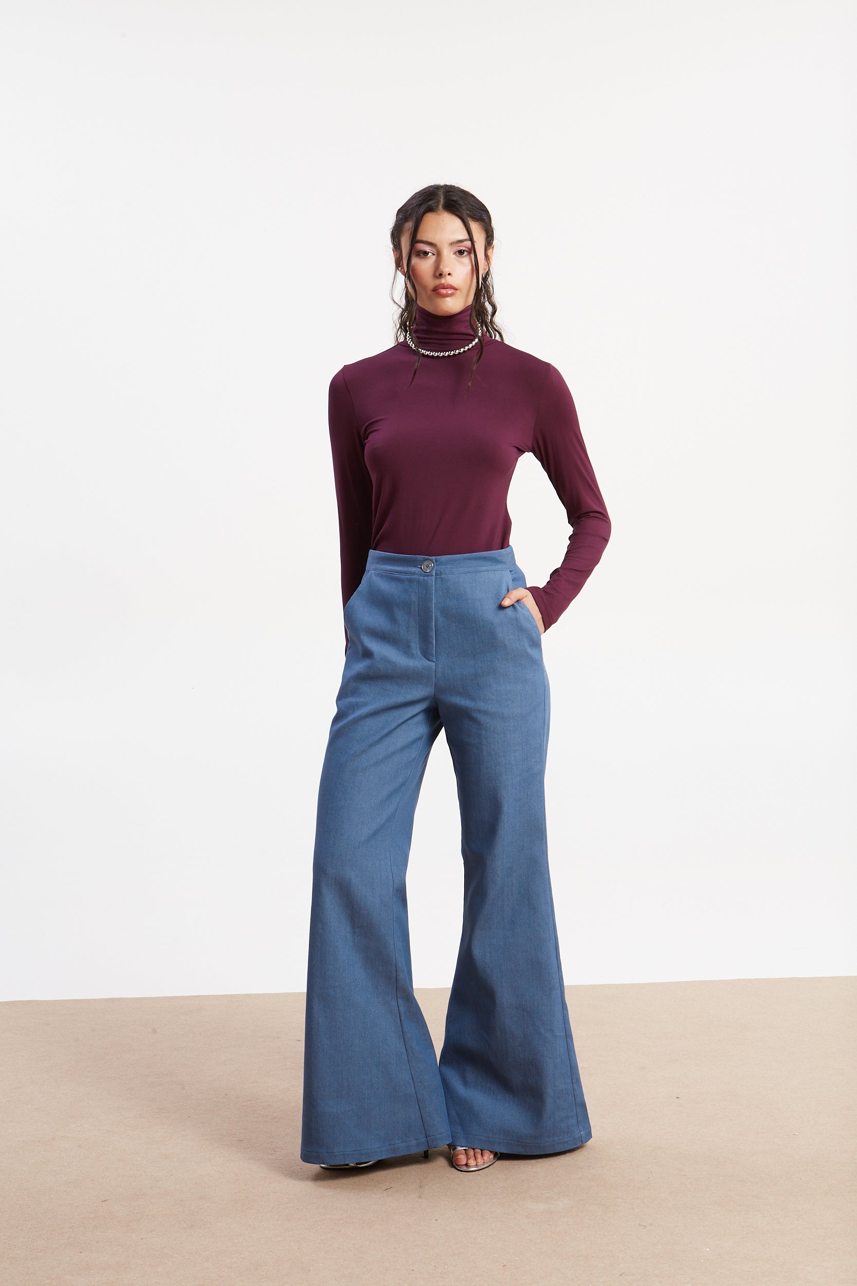 Zora denim flare pants