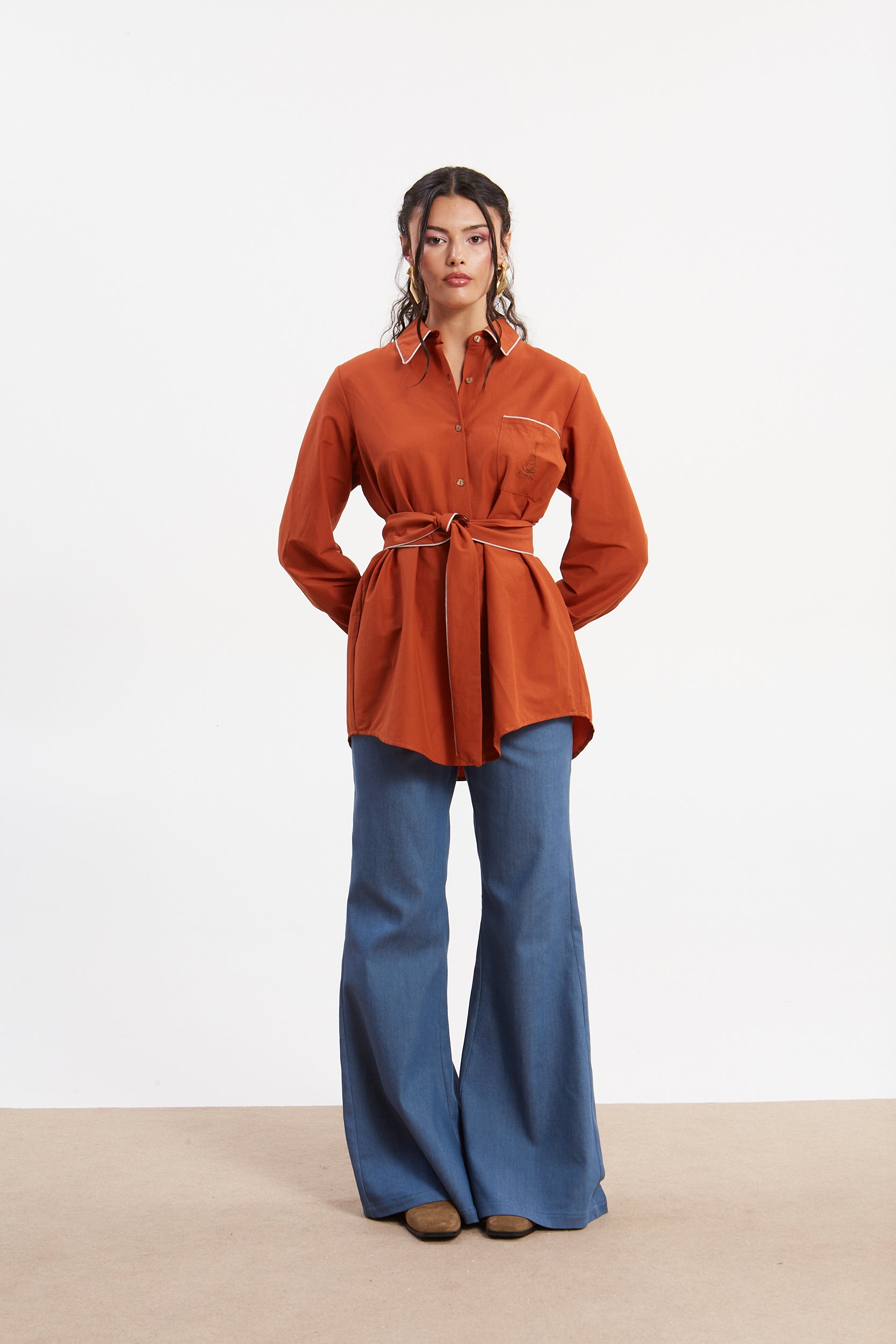 Zora denim flare pants
