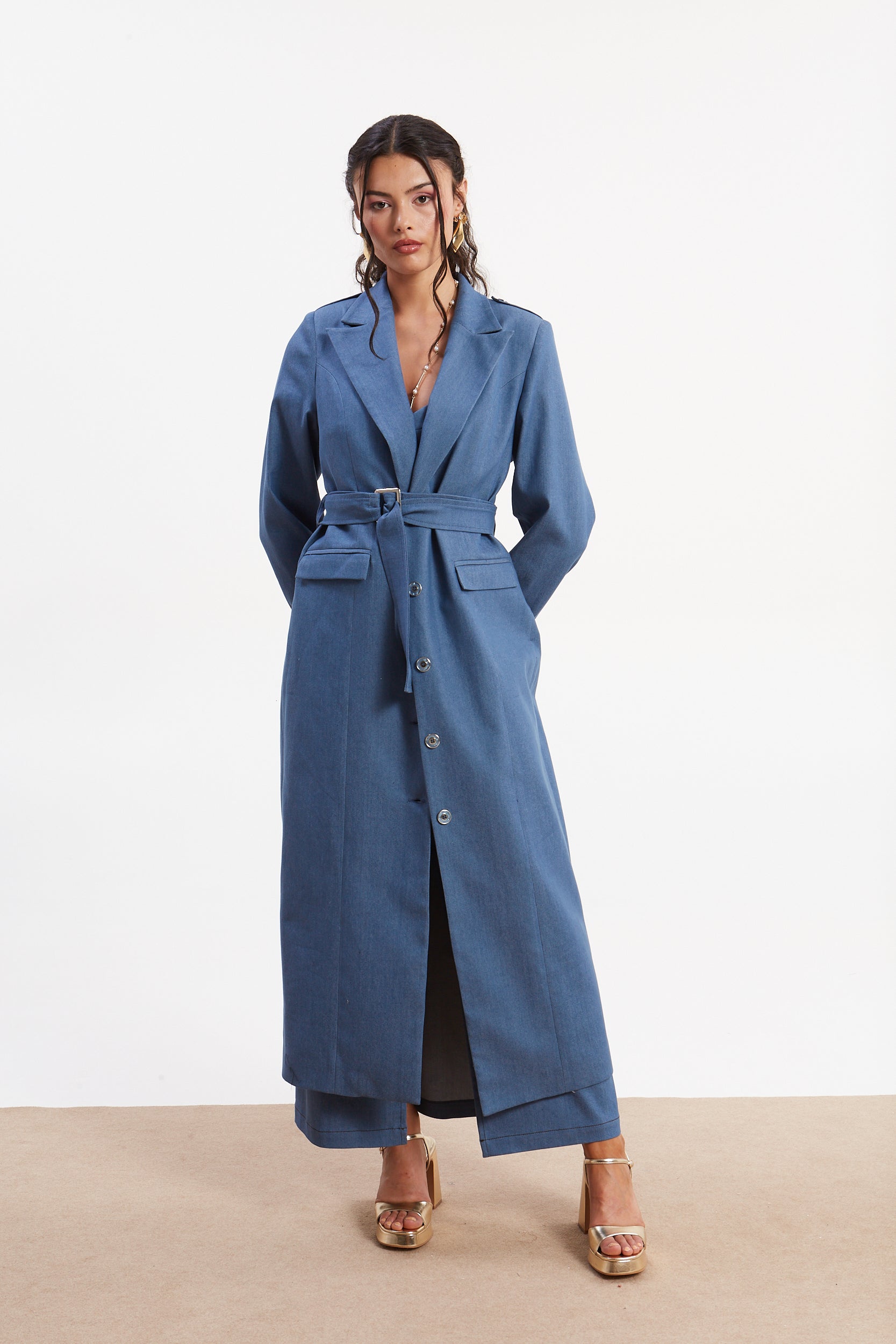 Zora denim trench coat