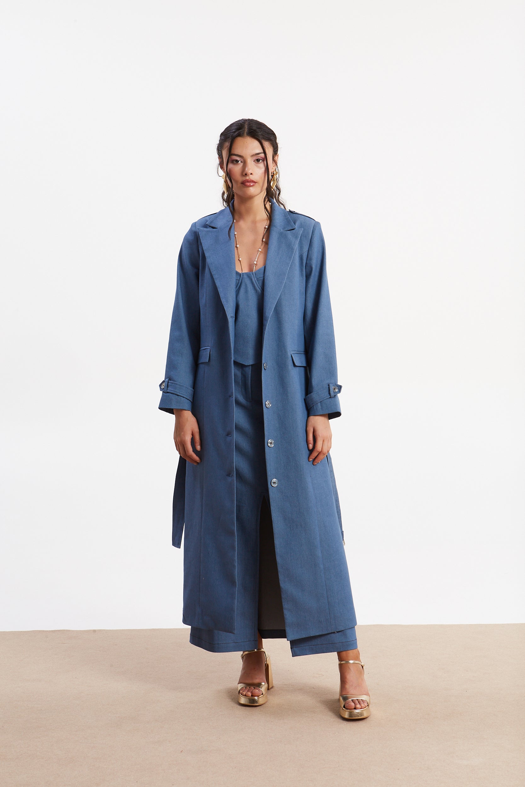 Zora denim trench coat