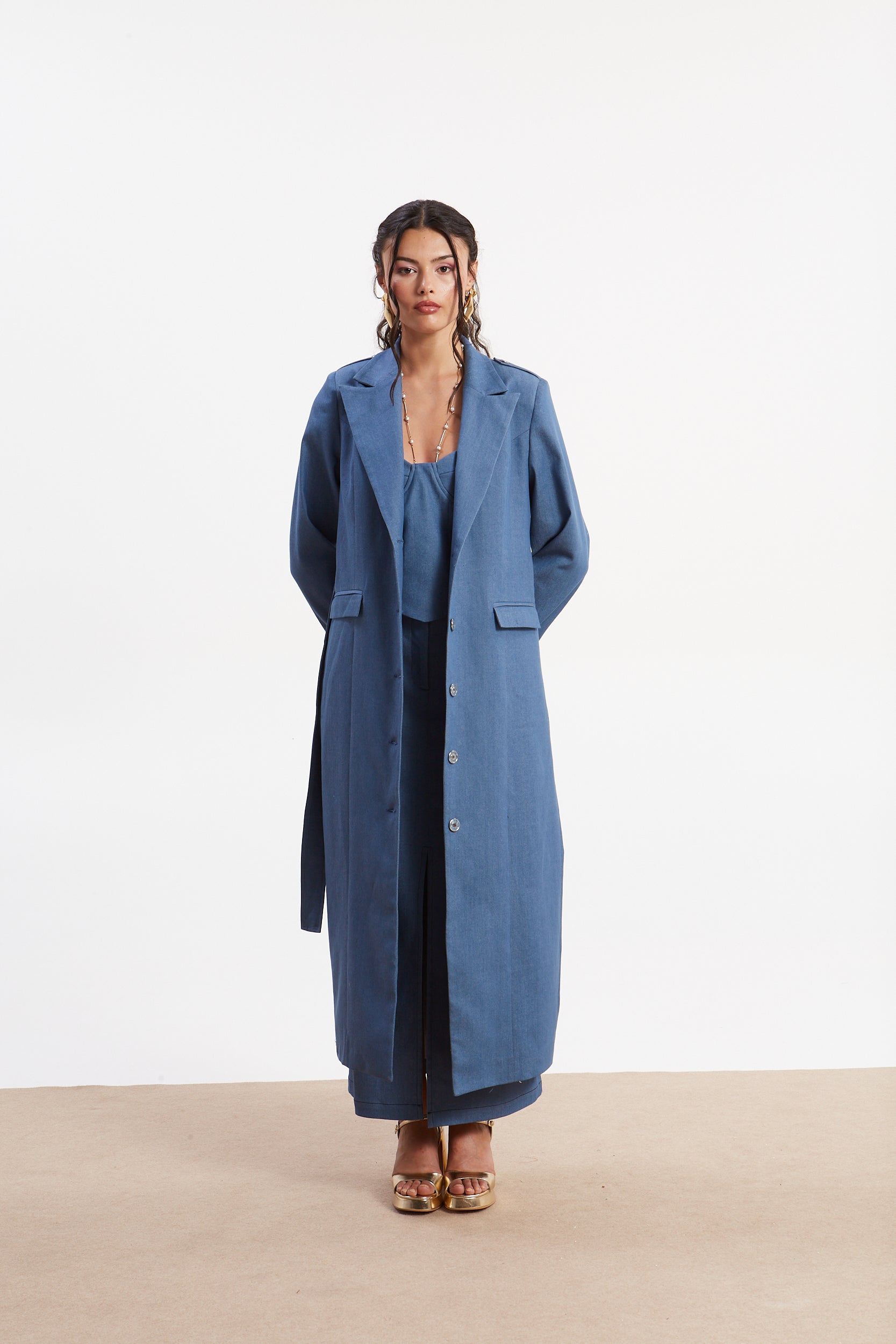Zora denim trench coat