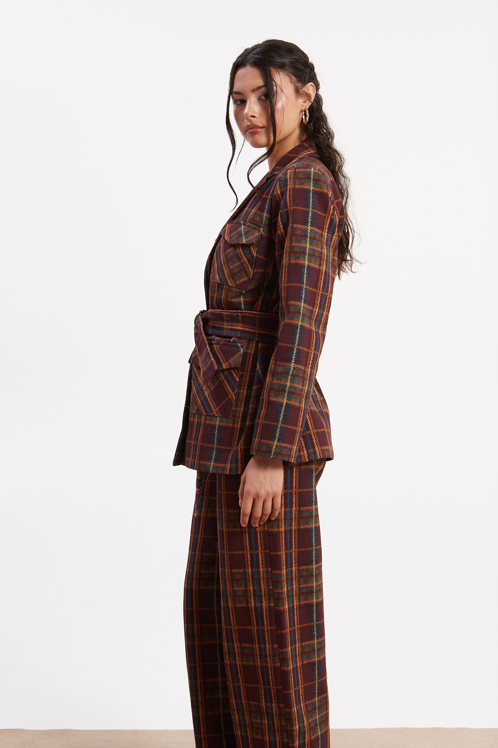 Ella denim plaid blazer