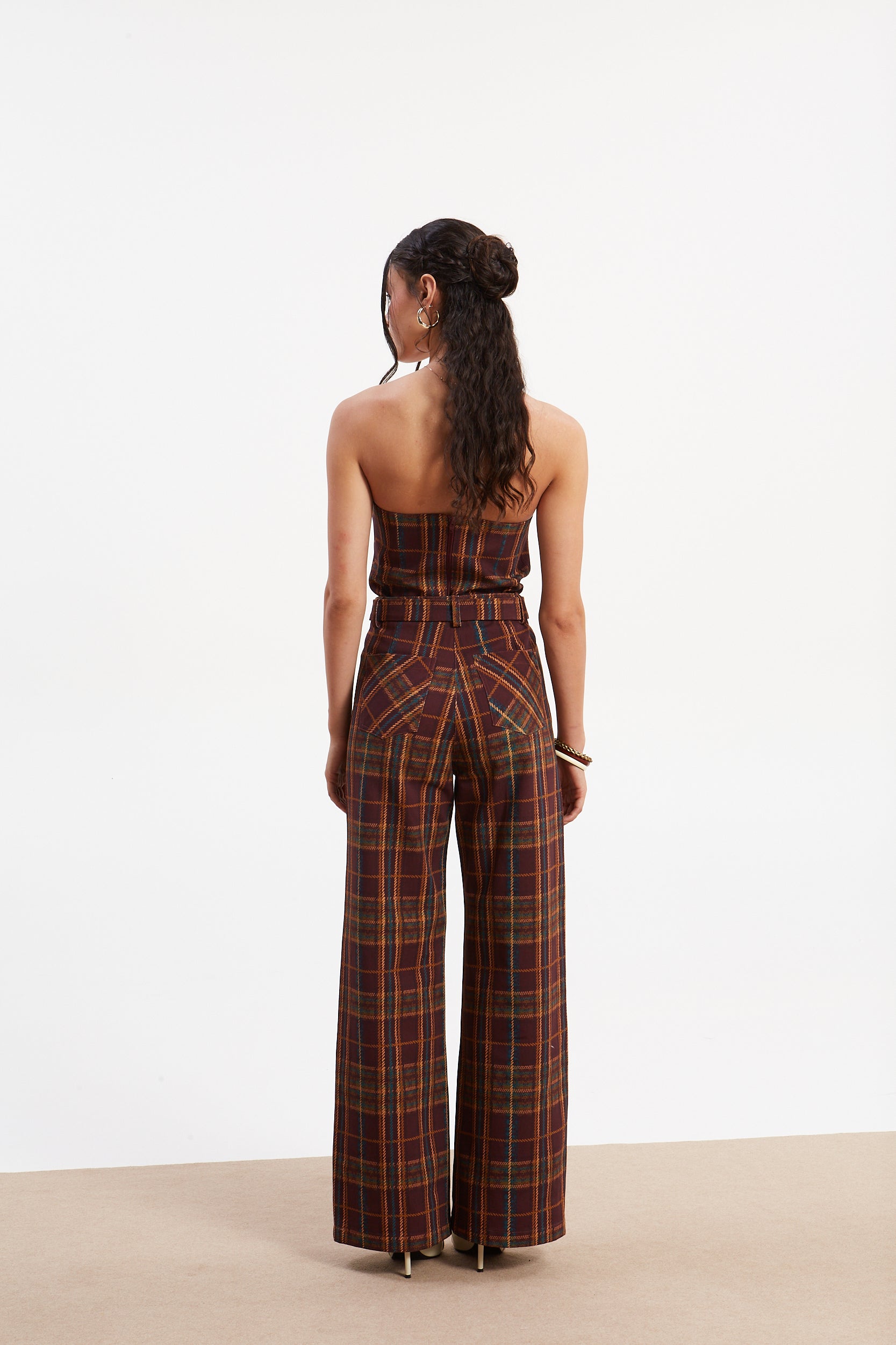 Ella denim plaid pants