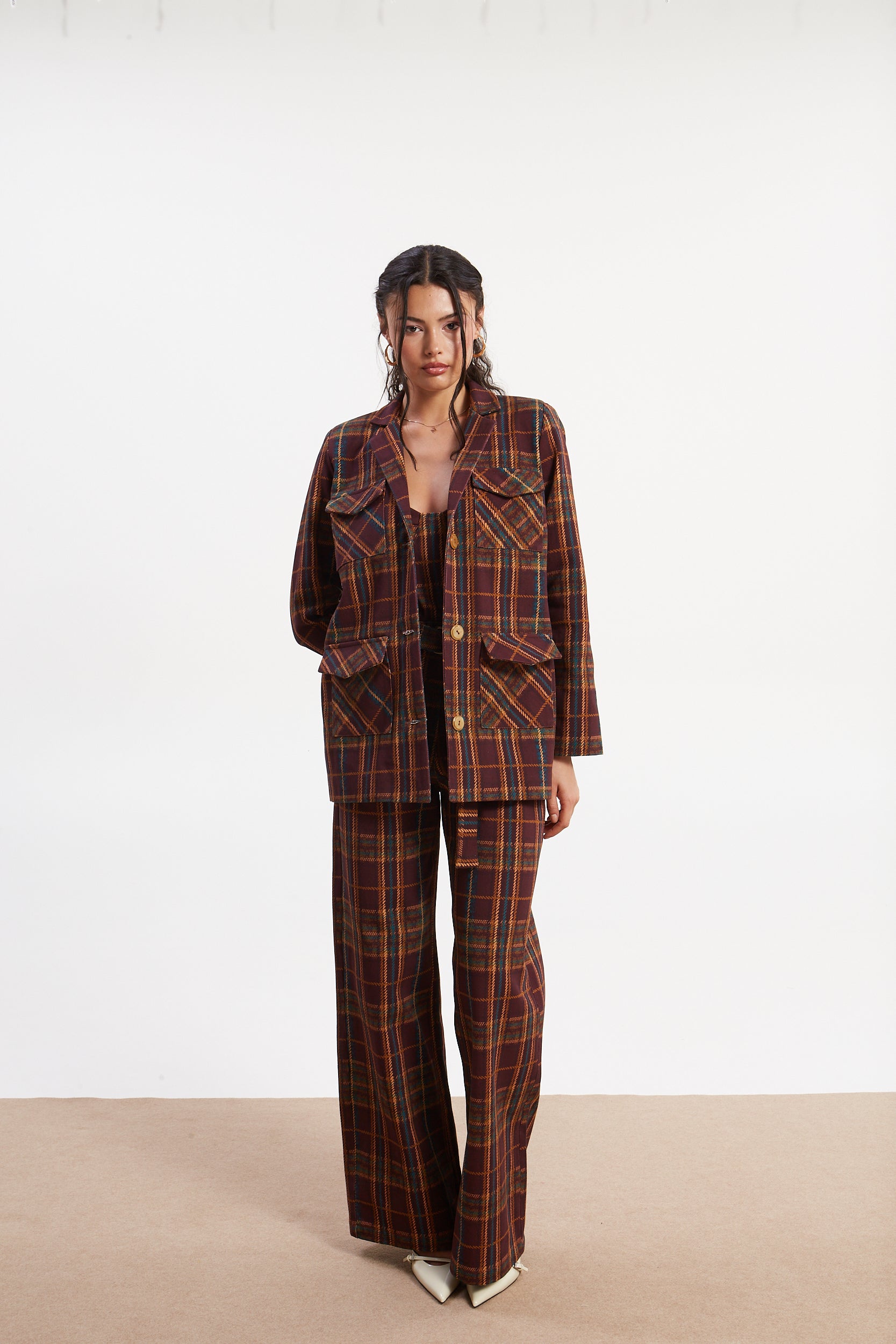 Ella denim plaid pants