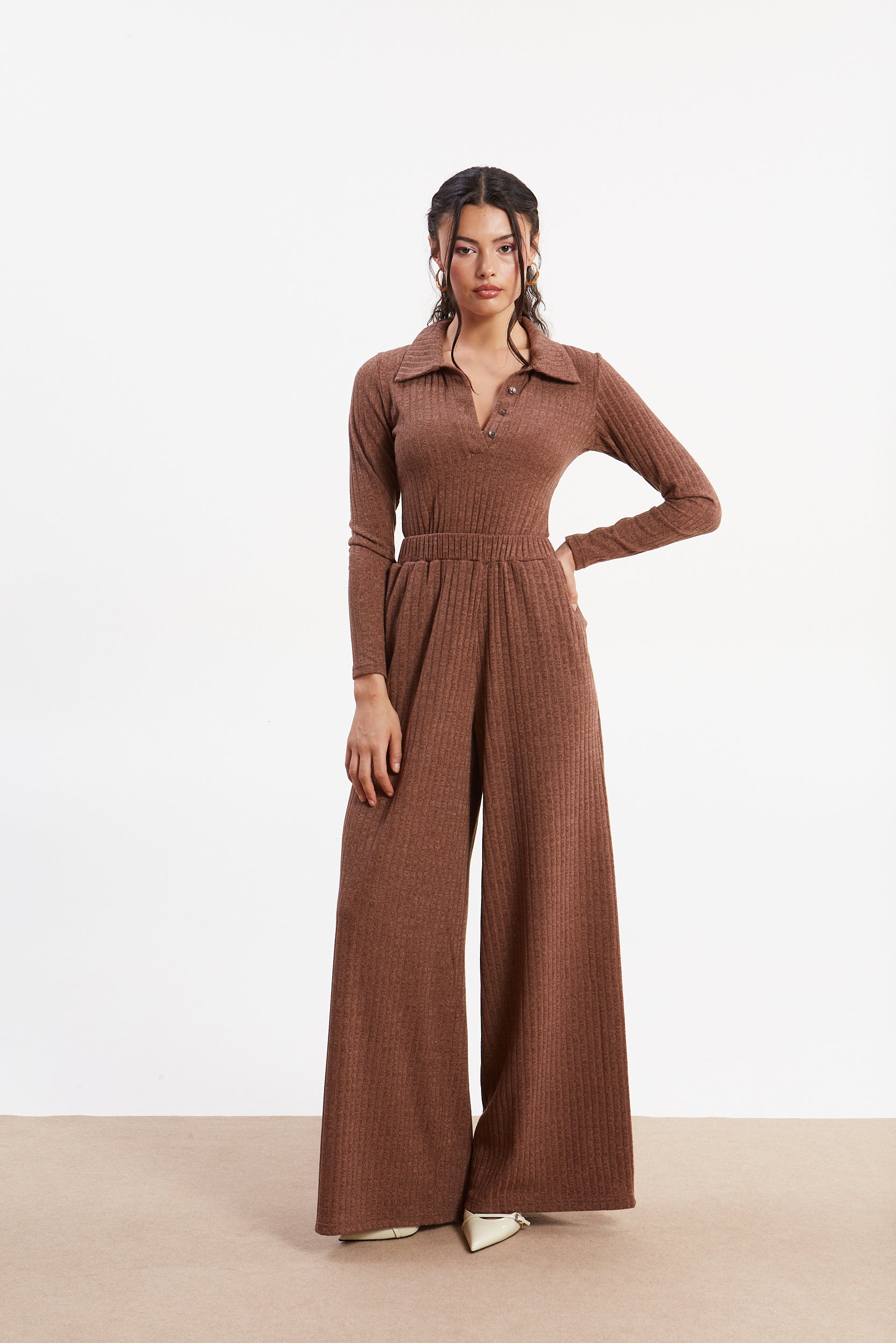 Matilda rib knit camel pants