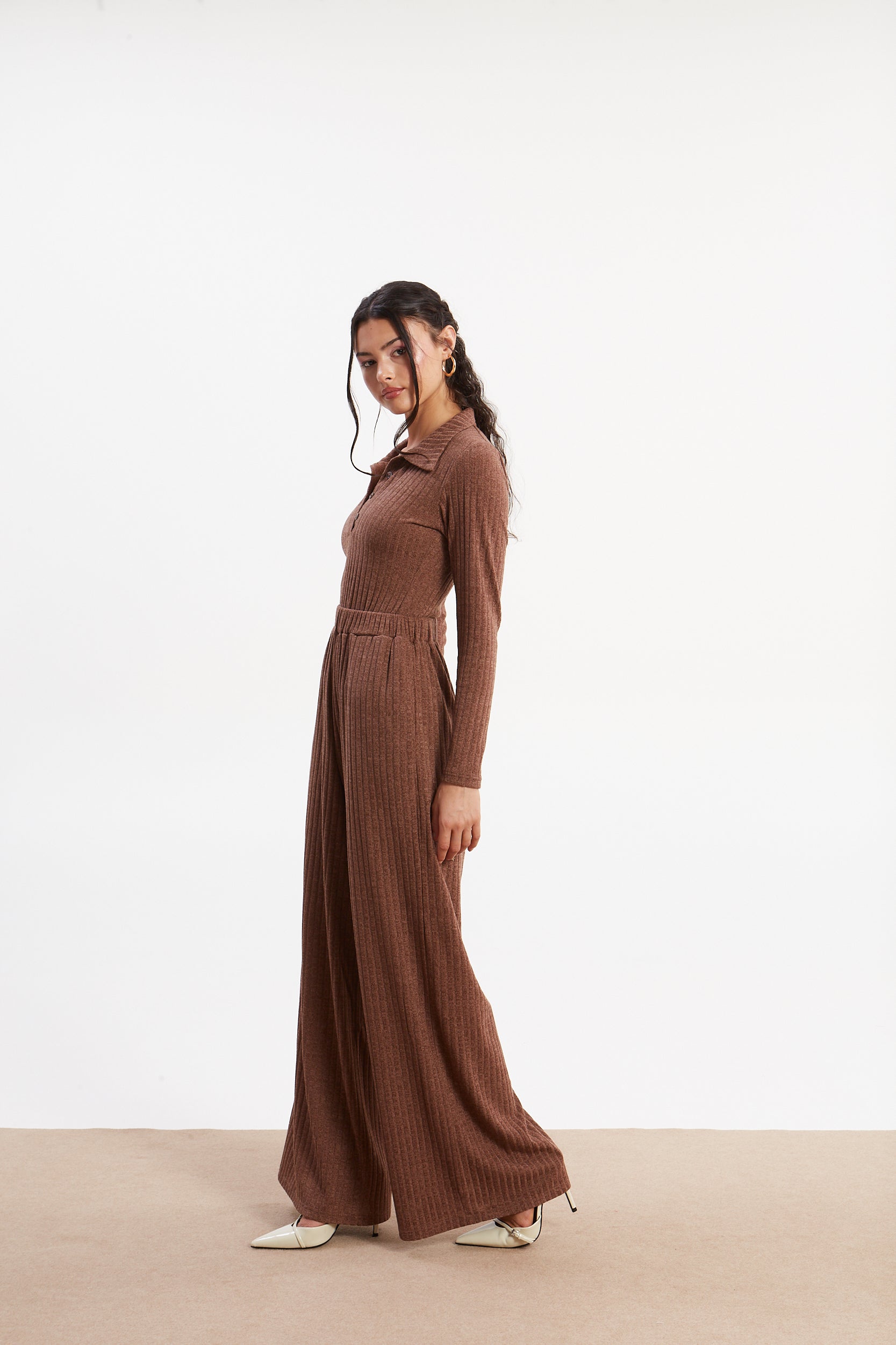 Matilda rib knit camel pants