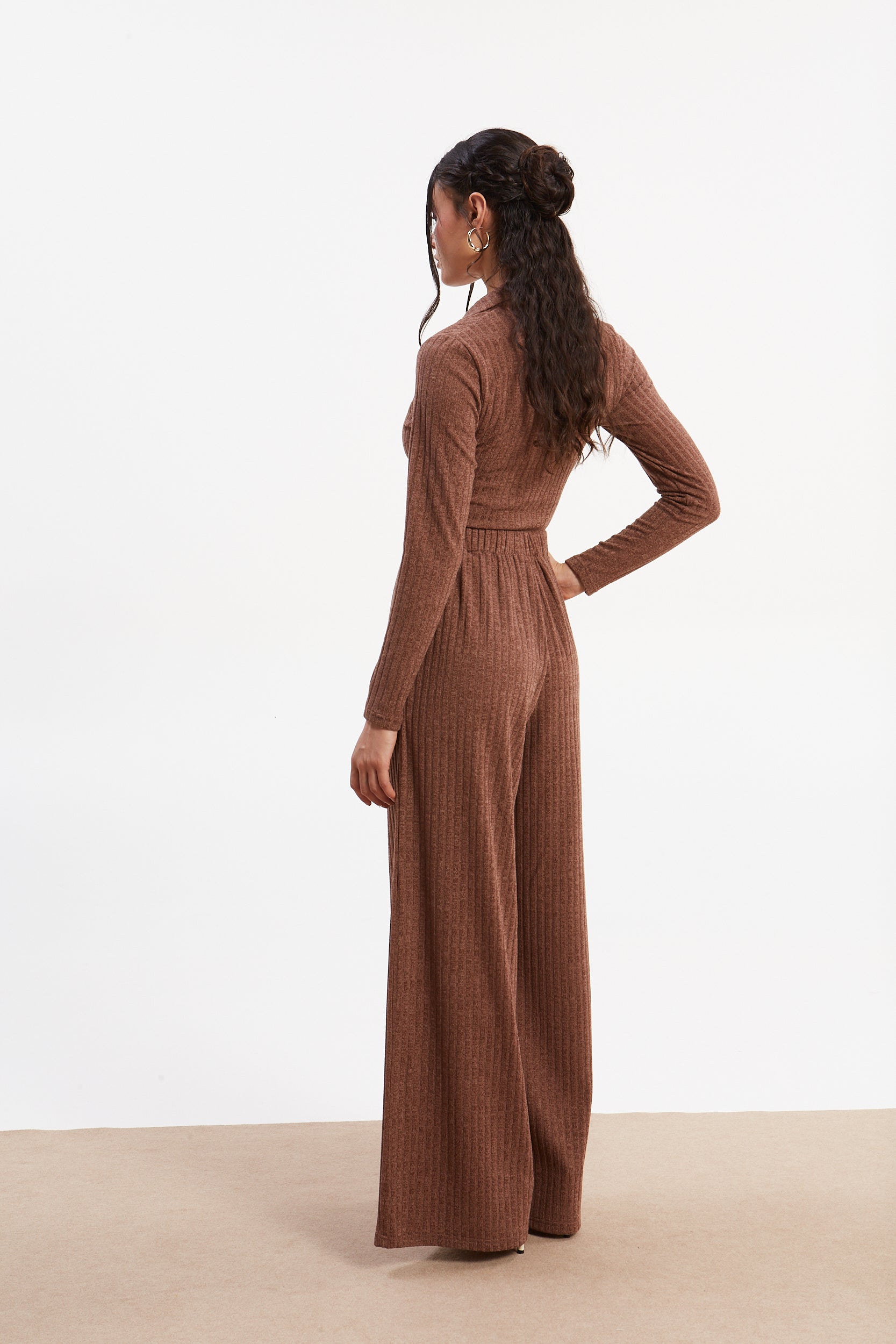 Matilda rib knit camel pants