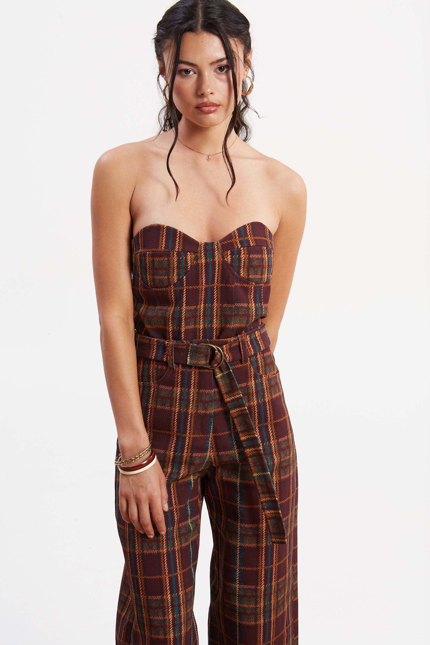 Ella denim plaid corset