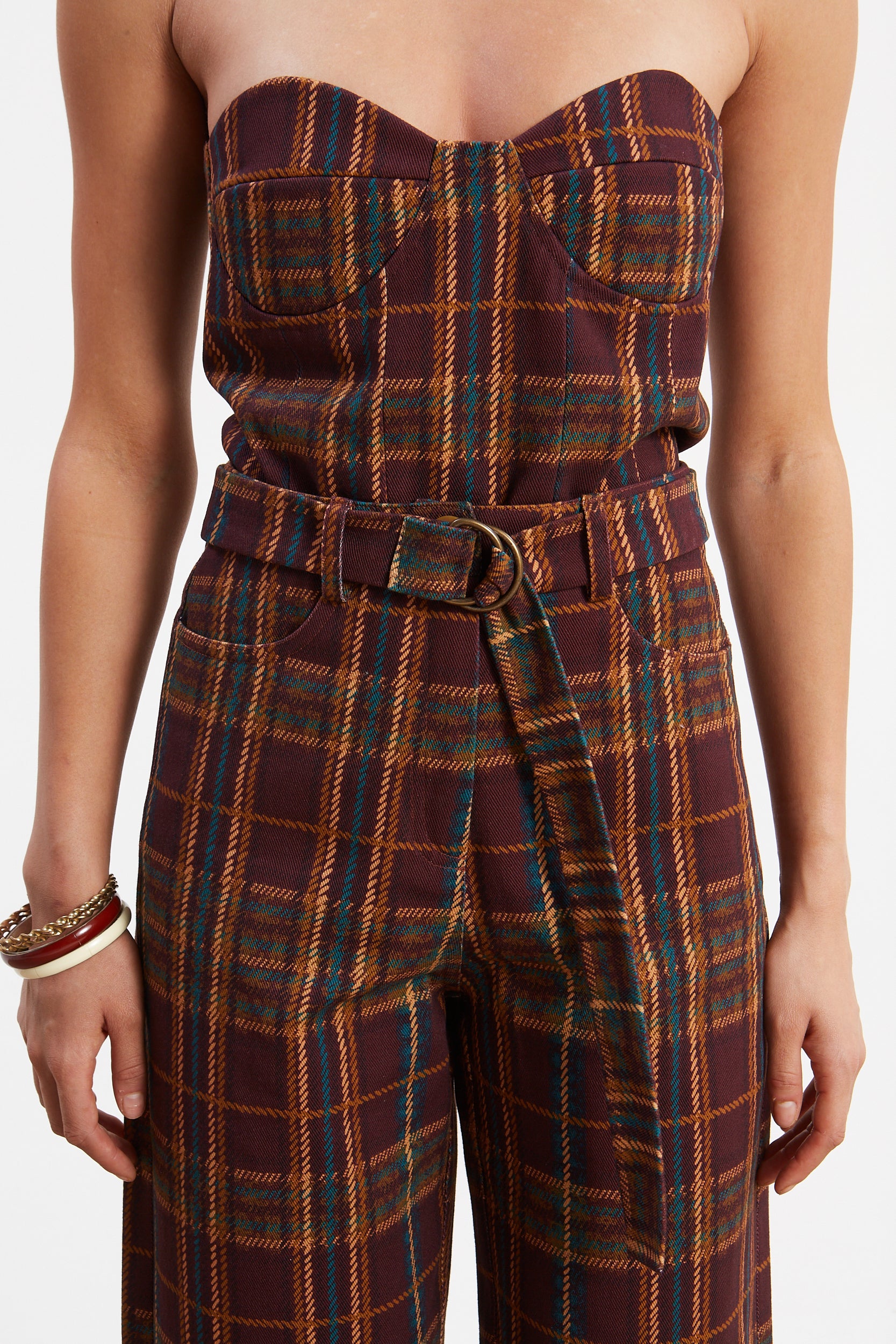 Ella denim plaid corset