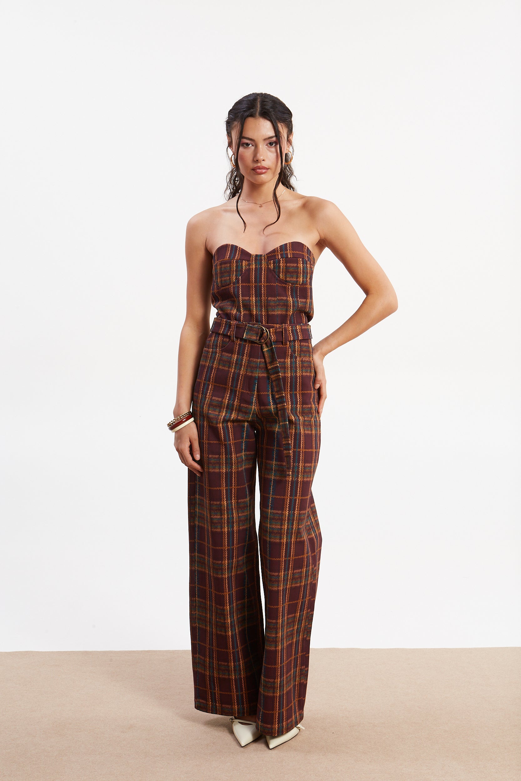 Ella denim plaid corset