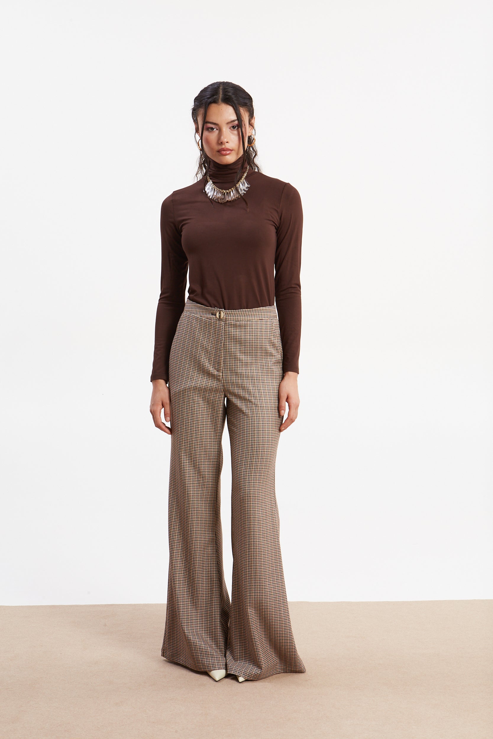 Victoria pied de poule flare pants