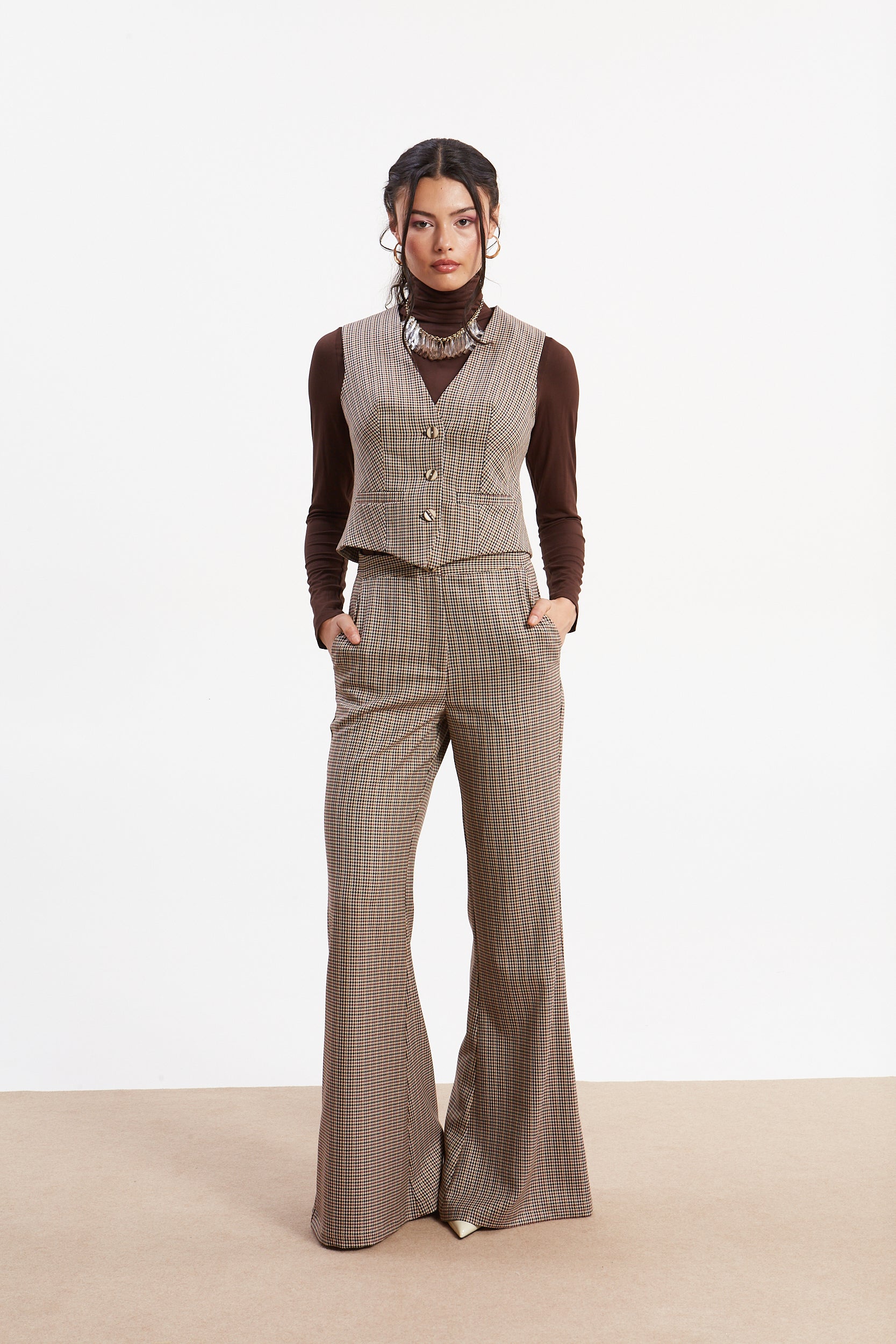 Victoria pied de poule flare pants