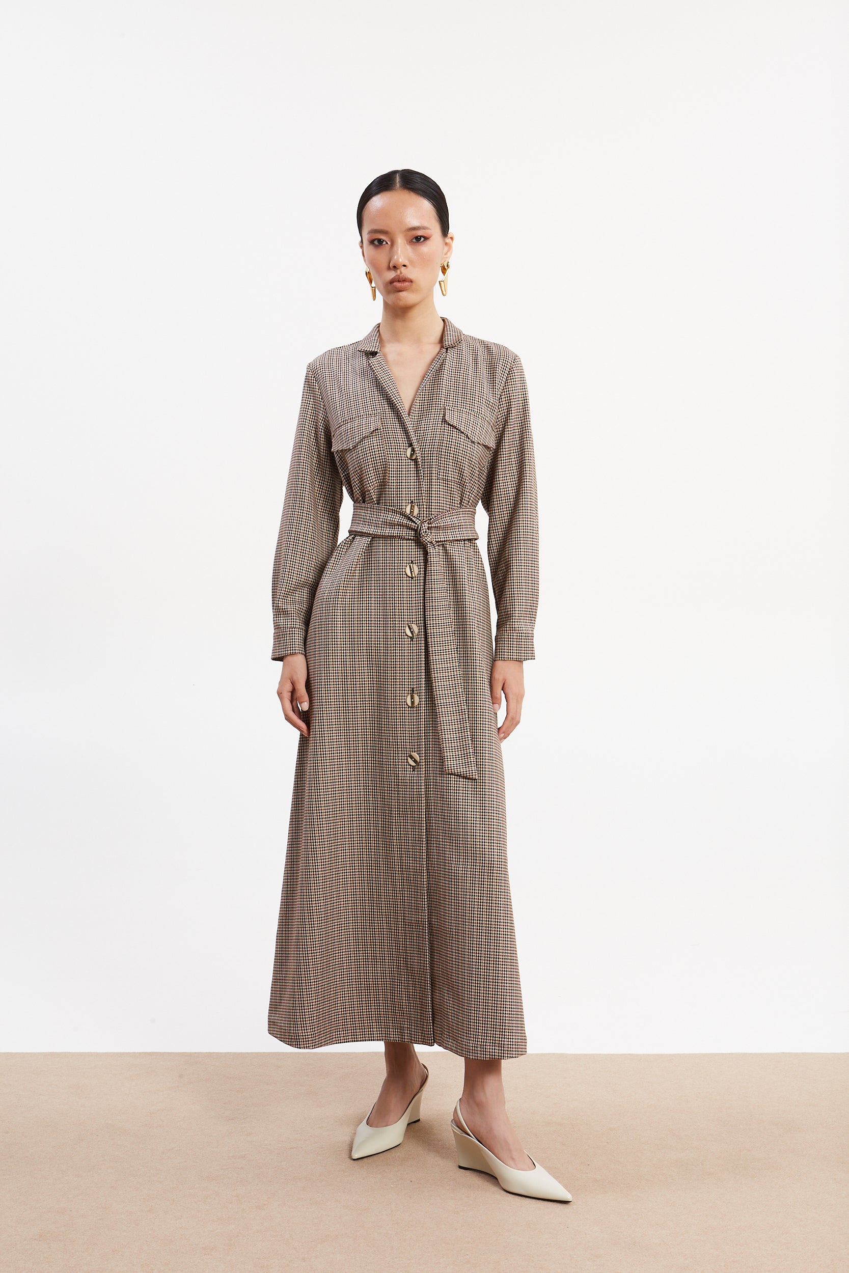 Victoria pied de poule shirtdress