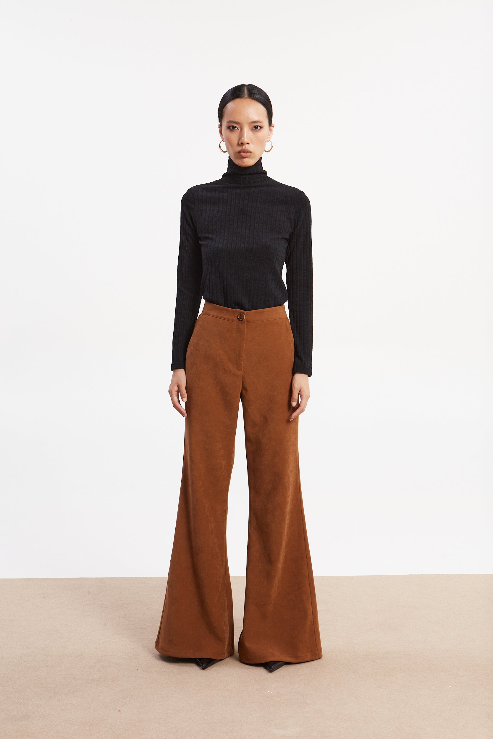Andrea camel flare pants
