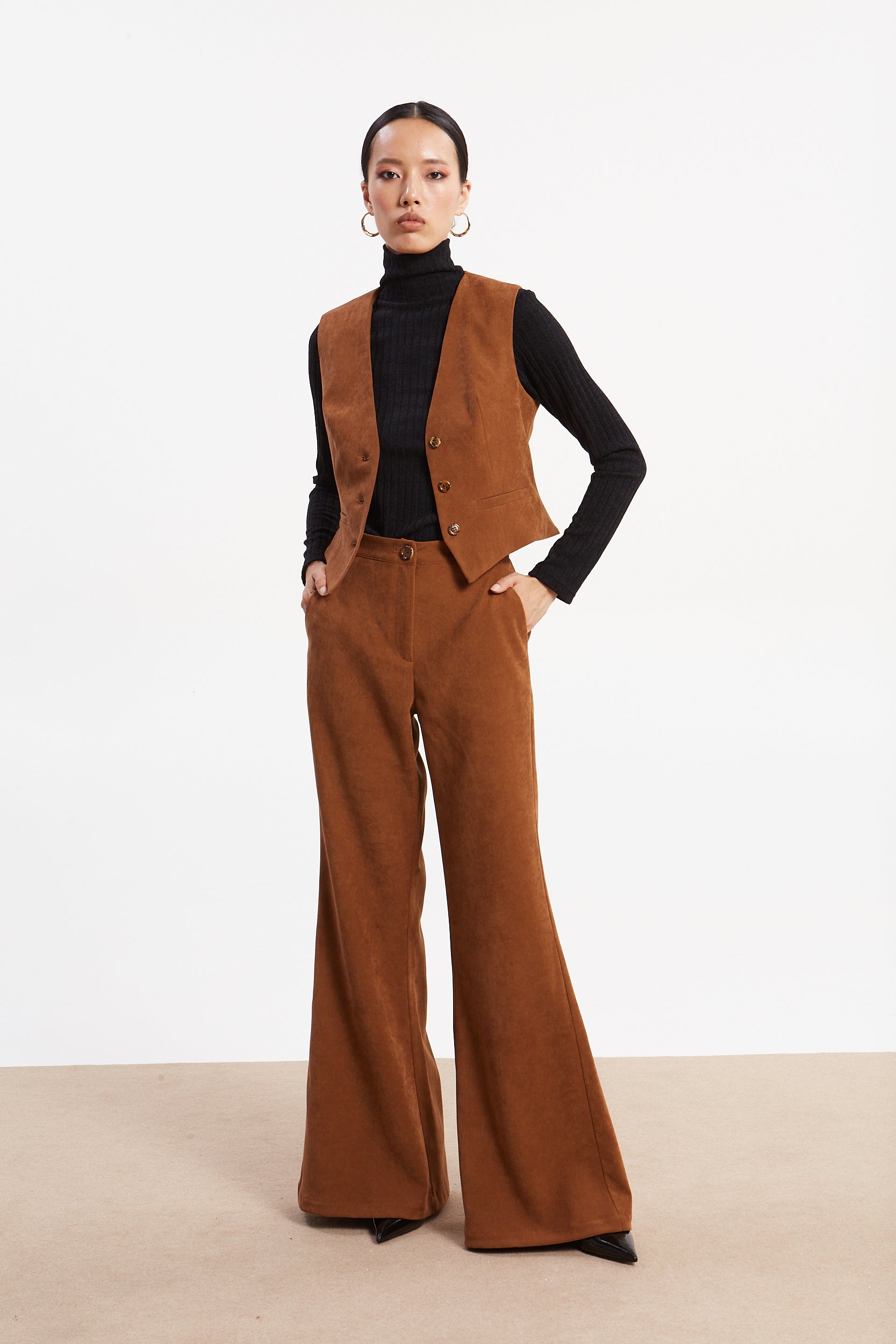 Andrea camel flare pants