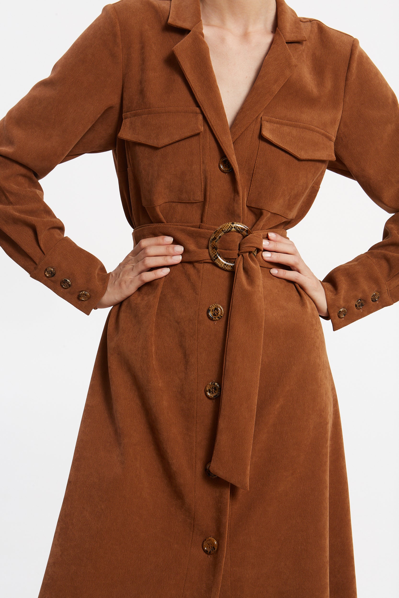 Andrea camel shirtdress