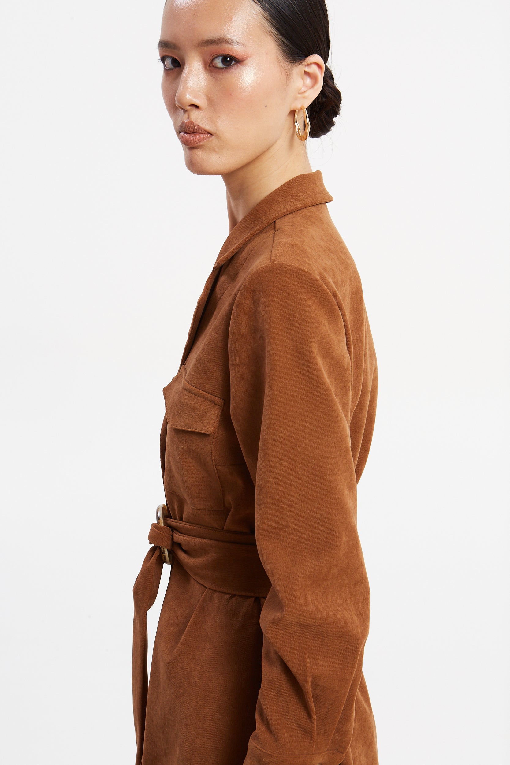 Andrea camel shirtdress