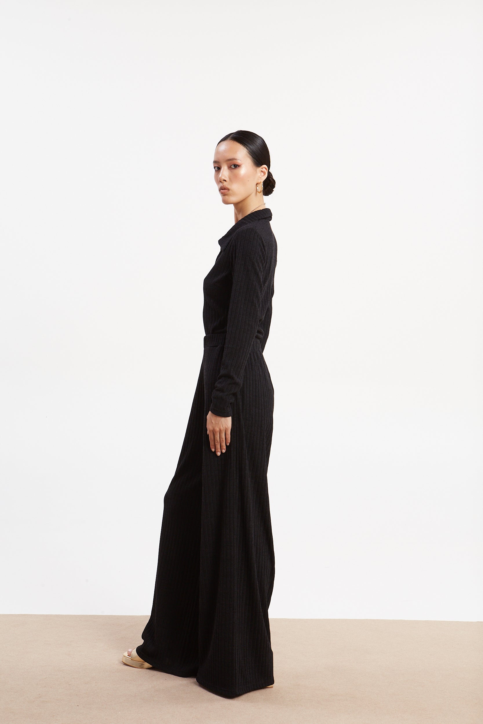 Matilda rib knit black pants